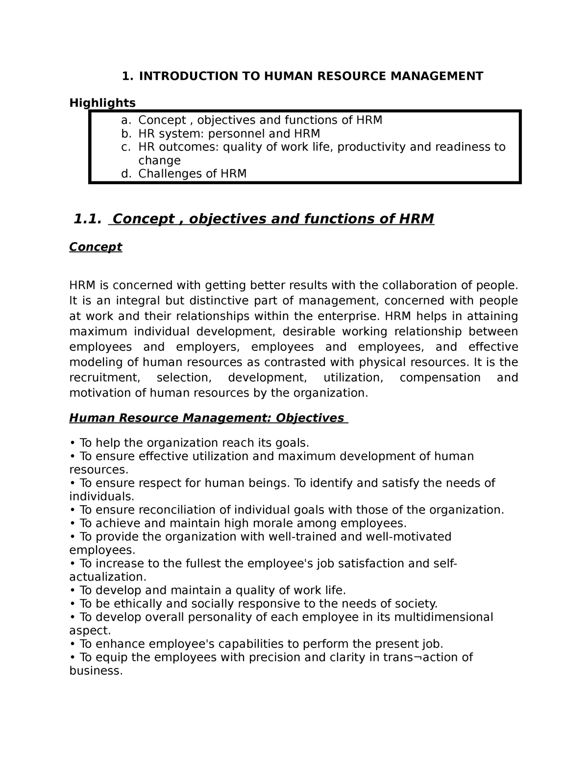 1.Introduction To Human Resource Management - 1. INTRODUCTION TO HUMAN ...