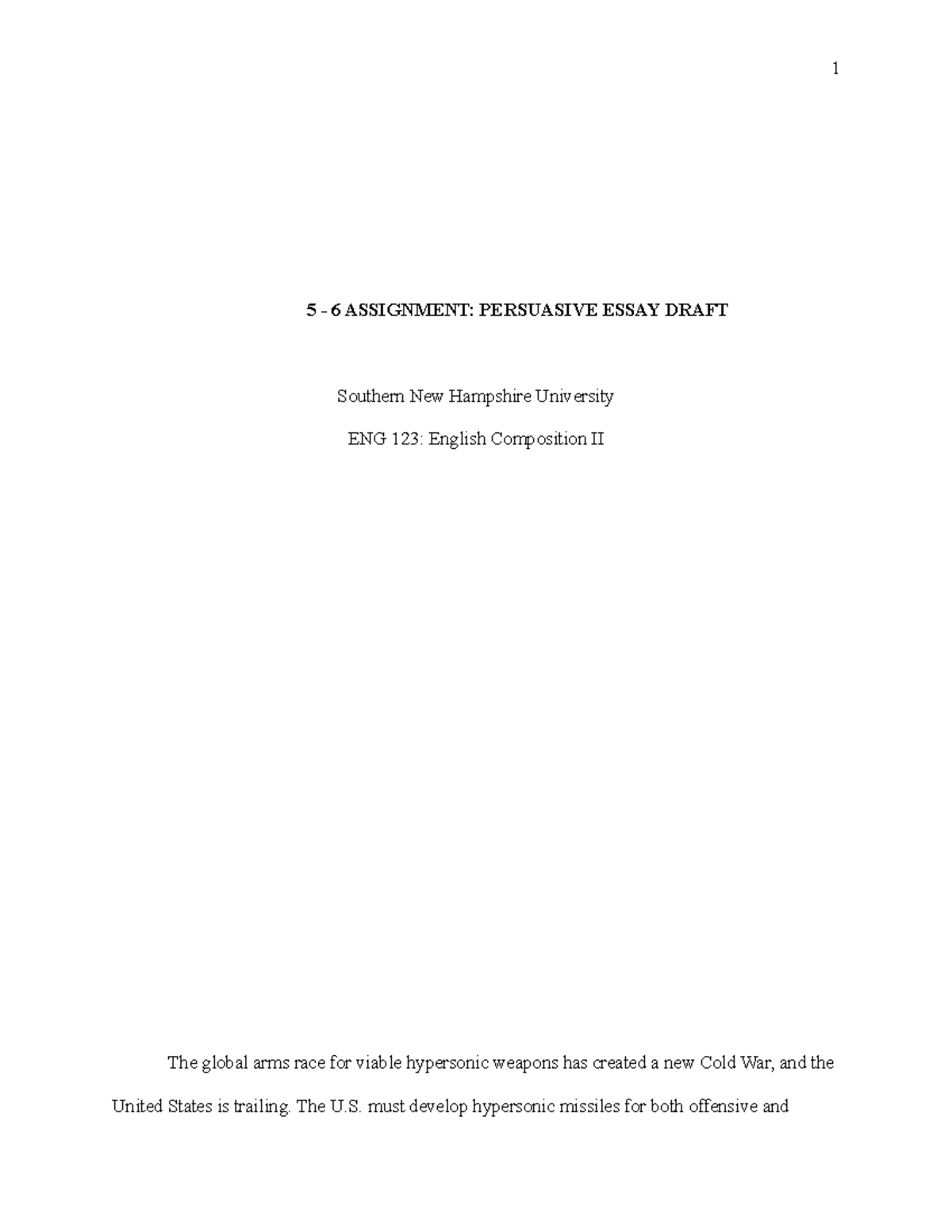 5 - 2 Assignment - Persuasive Essay Rough Draft - 1 5 - 6 ASSIGNMENT ...