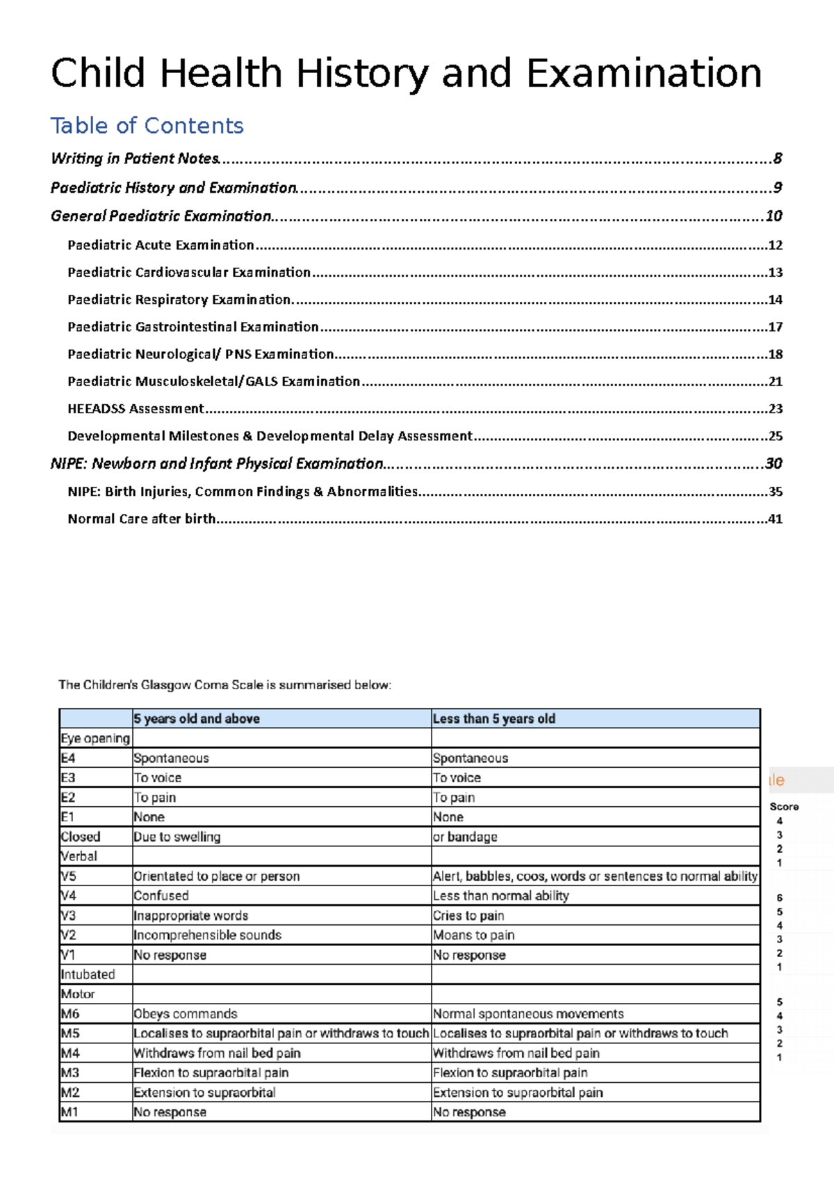 Child Health History and Examination Child Health History and