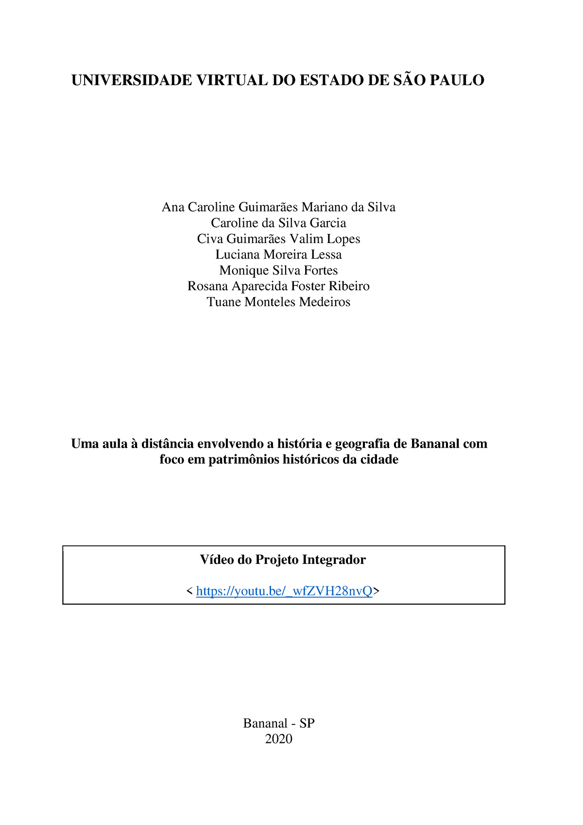 Relatório Final Pi Iv Universidade Virtual Do Estado De SÃo Paulo Ana