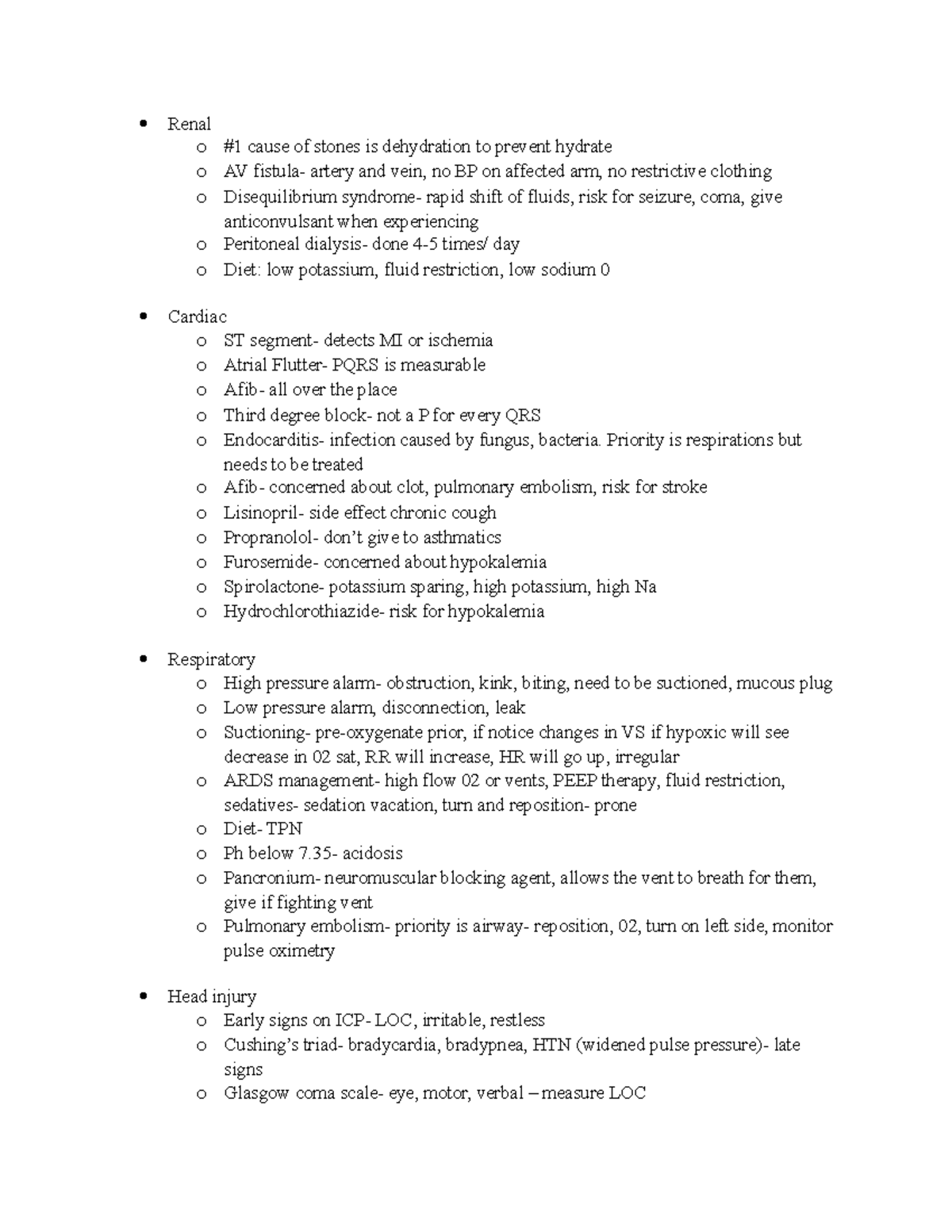 Nursing 2020 final review - Renal o #1 cause of stones is dehydration ...