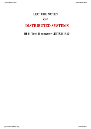 Distributed Systems LECTURE NOTES ON DISTRIBUTED SYSTEMS III B