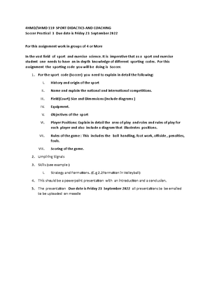 Athletics Assignment 3 Due Tuesday 23 August 2022 - 4HMD 119 Sport ...