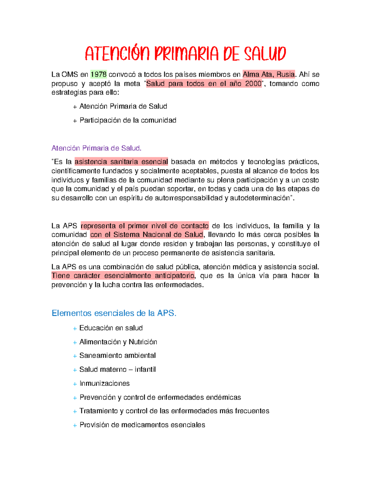 Atención Primaria De Salud y Definiciones de Salud - La OMS en 1978 ...