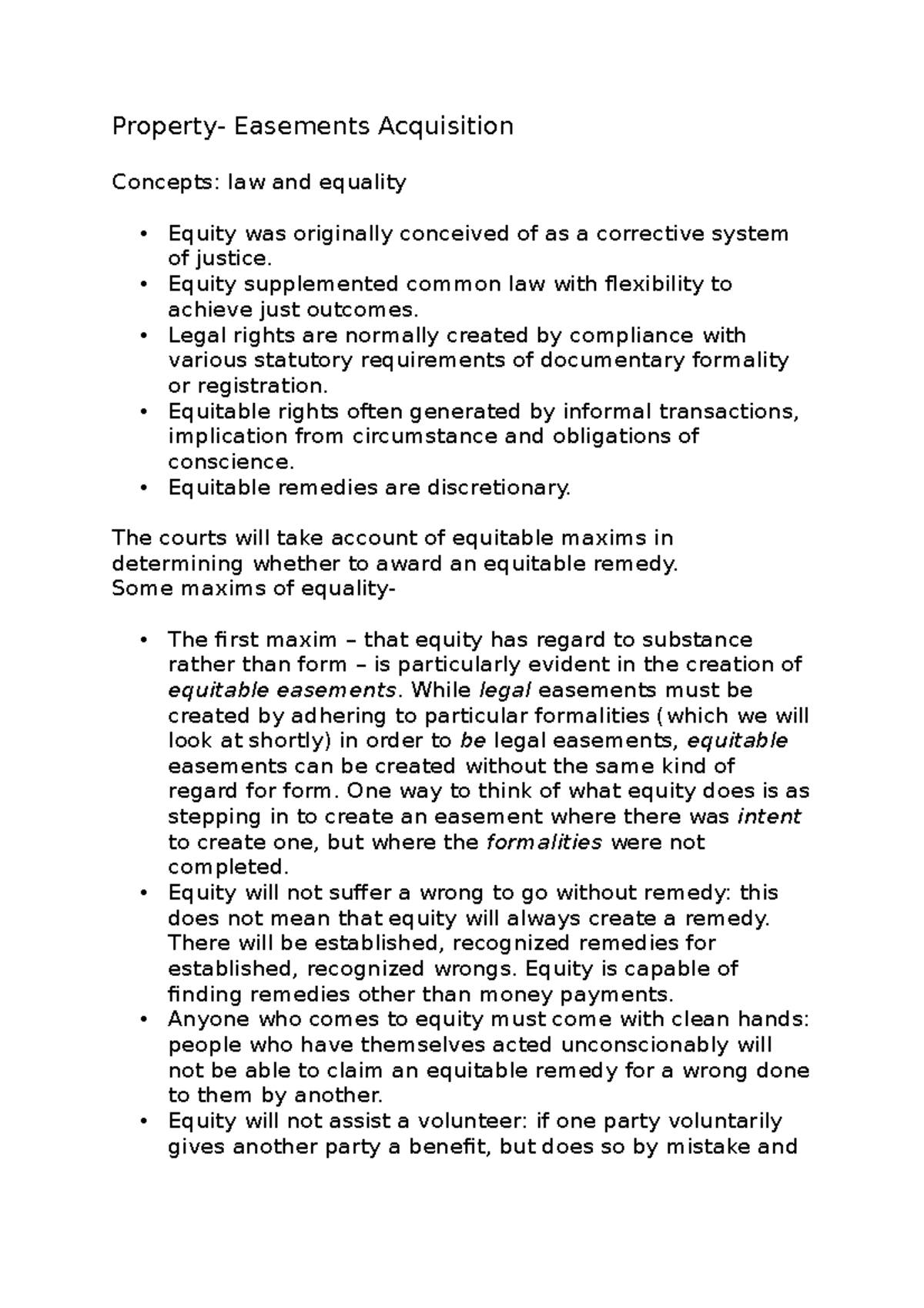 Property, Easements Acquisition 1 Property Easements Acquisition