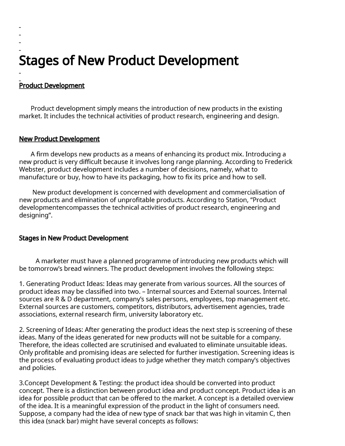 new product development assignment pdf