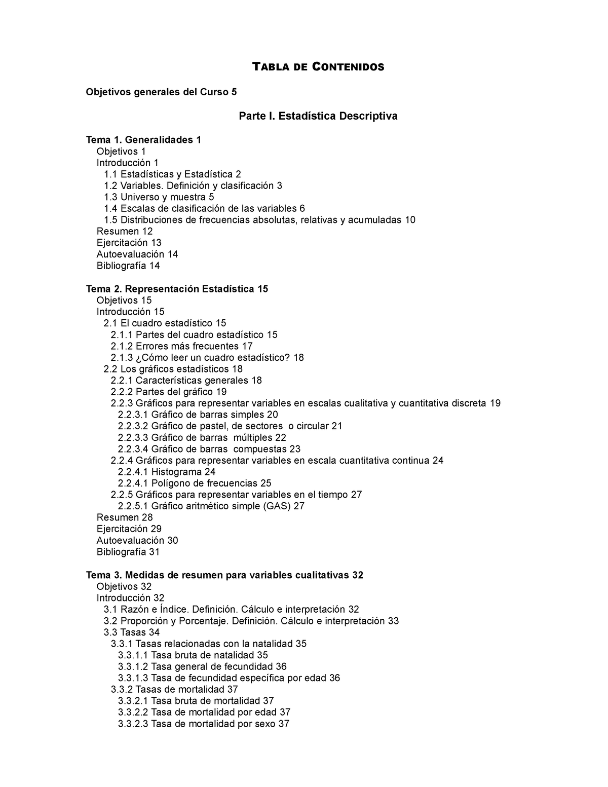 Curso De Metodolog¡a Y Estad¡stica Descriptiva - TABLA DE CONTENIDOS ...