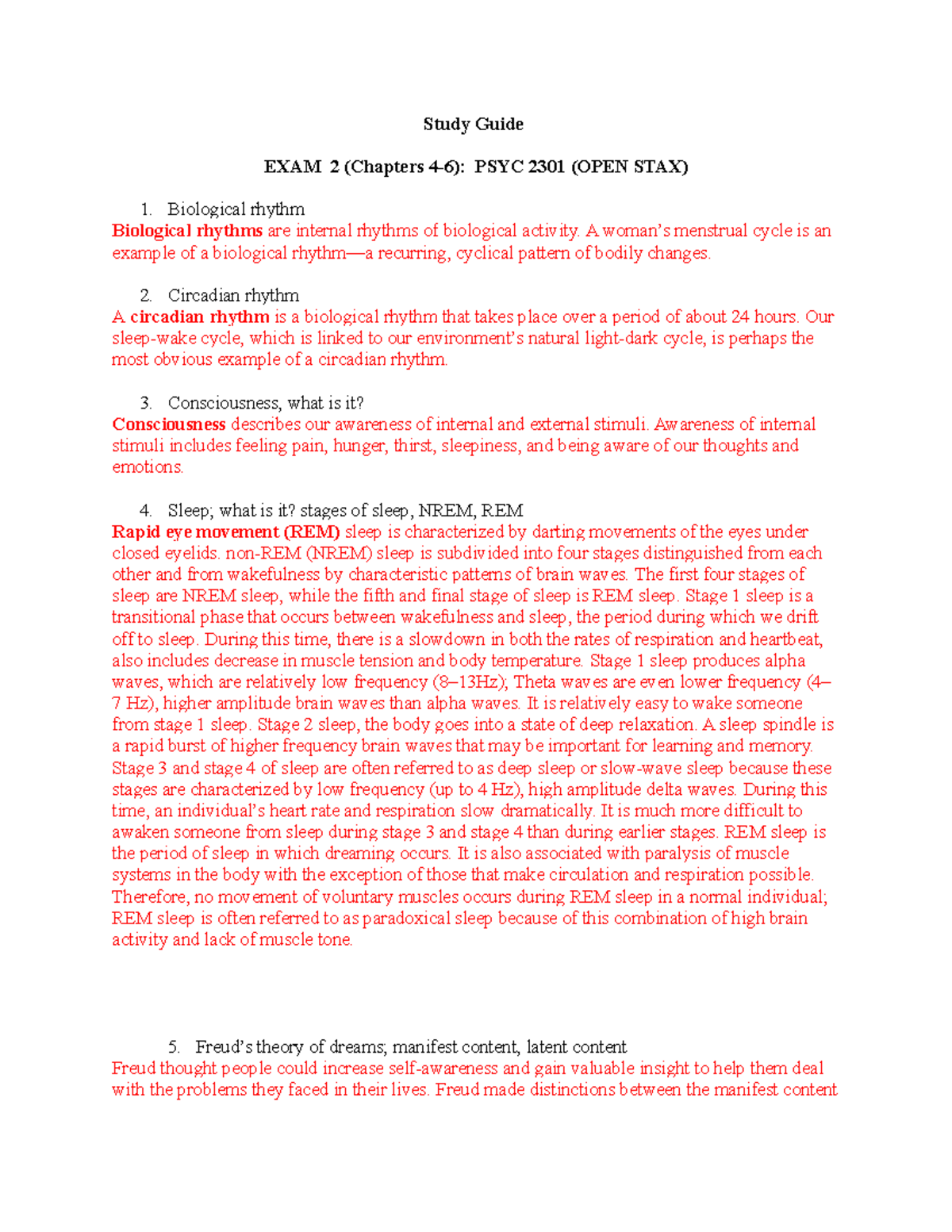 Exam 2 study guide for PSYC - PSYC 2301 - CTC - Studocu