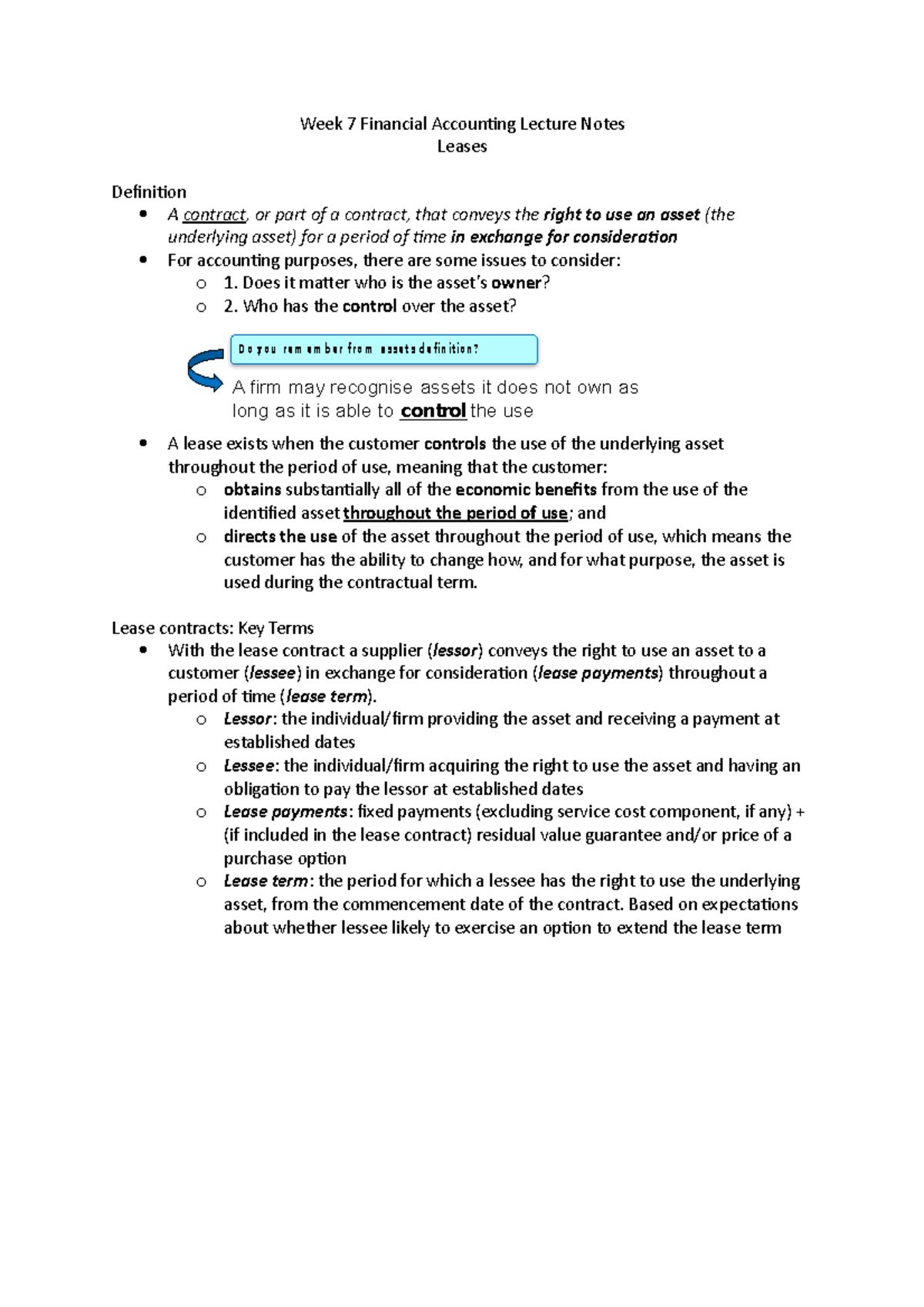 Week 7 Financial Accounting Lecture Notes - Does it matter who is the ...