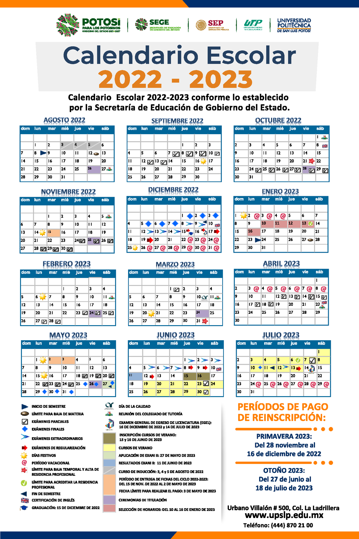 Calendario Escolar 2022 2023 Upslp 1 Derecho Studocu