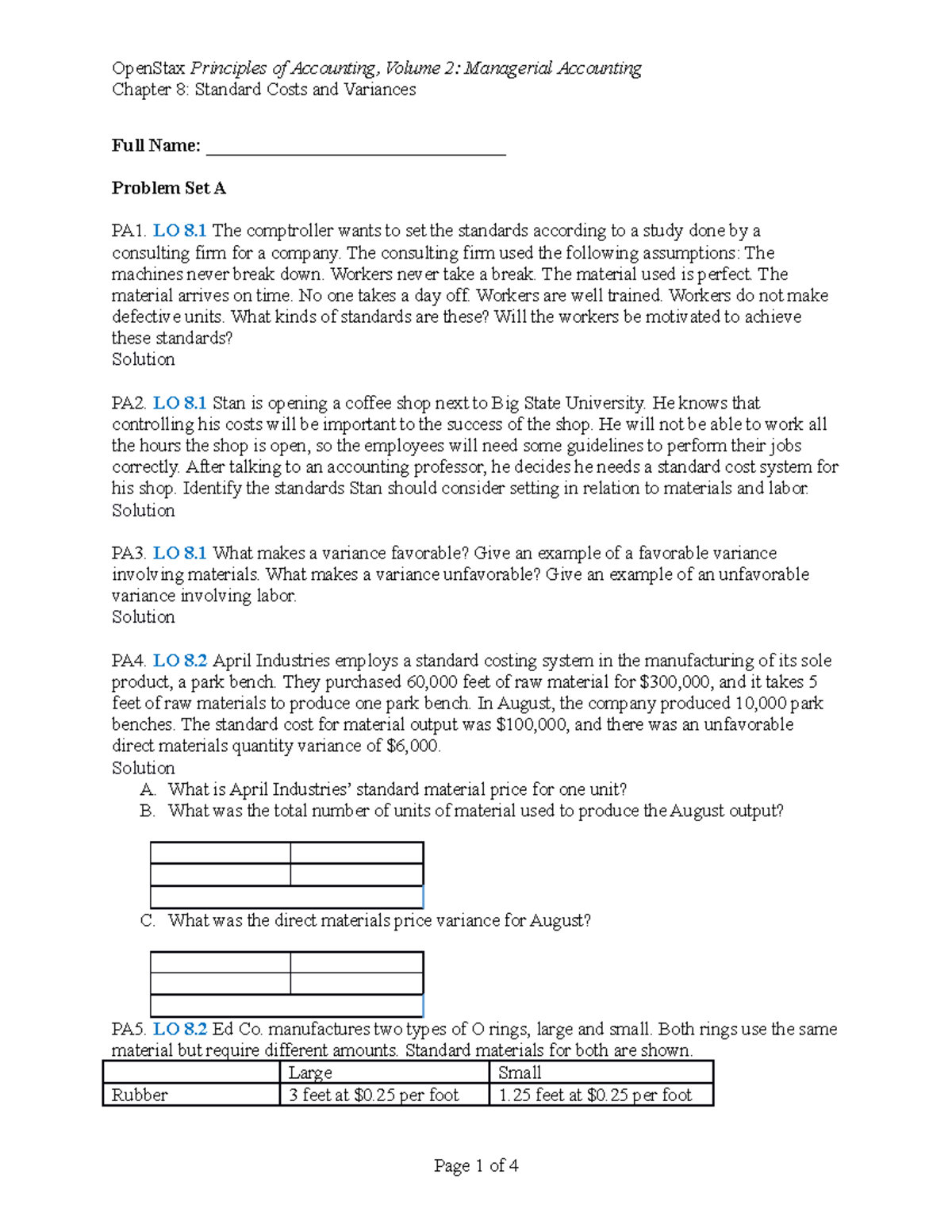 Managerial Accounting ISM Ch08 - Chapter 8: Standard Costs and ...