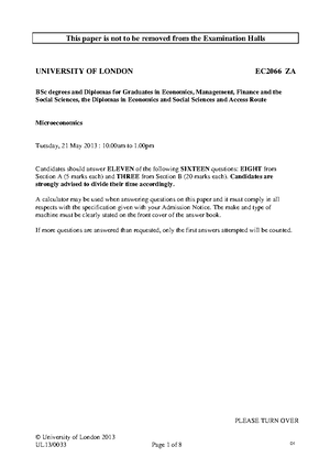 Solutions to sample examination paper - Sample Exam Paper 1 Section A ...
