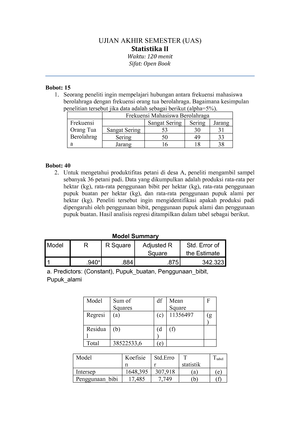 Ujian Akhir Semester Statistik Ii Studocu