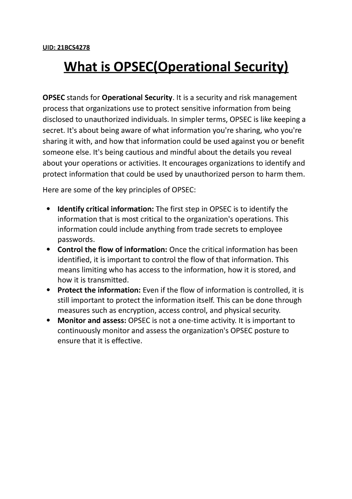 21BCS4278 Opsec(Operational Security) - UID: 21BCS What Is OPSEC ...