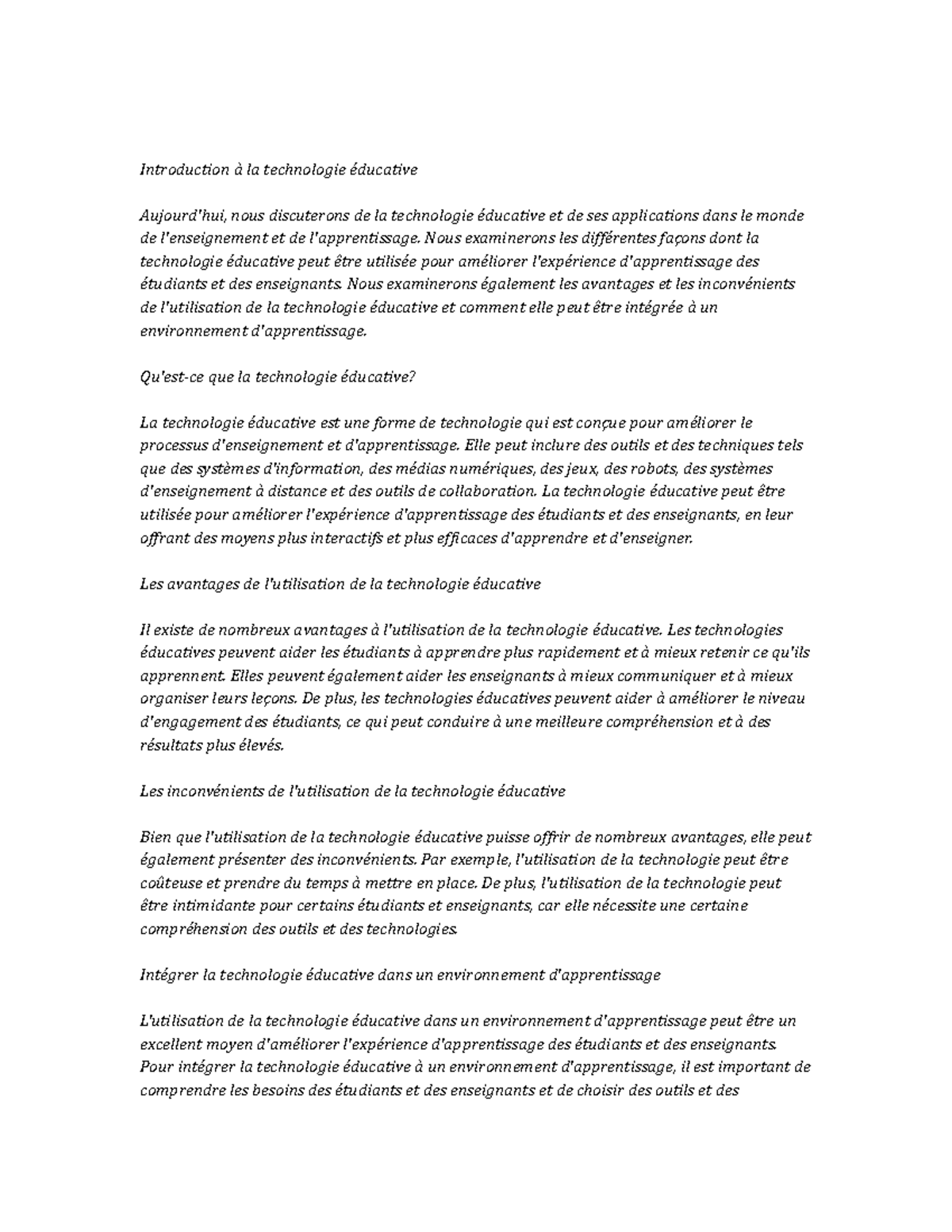 Educational Technology Study Notes - Introduction à la technologie ...
