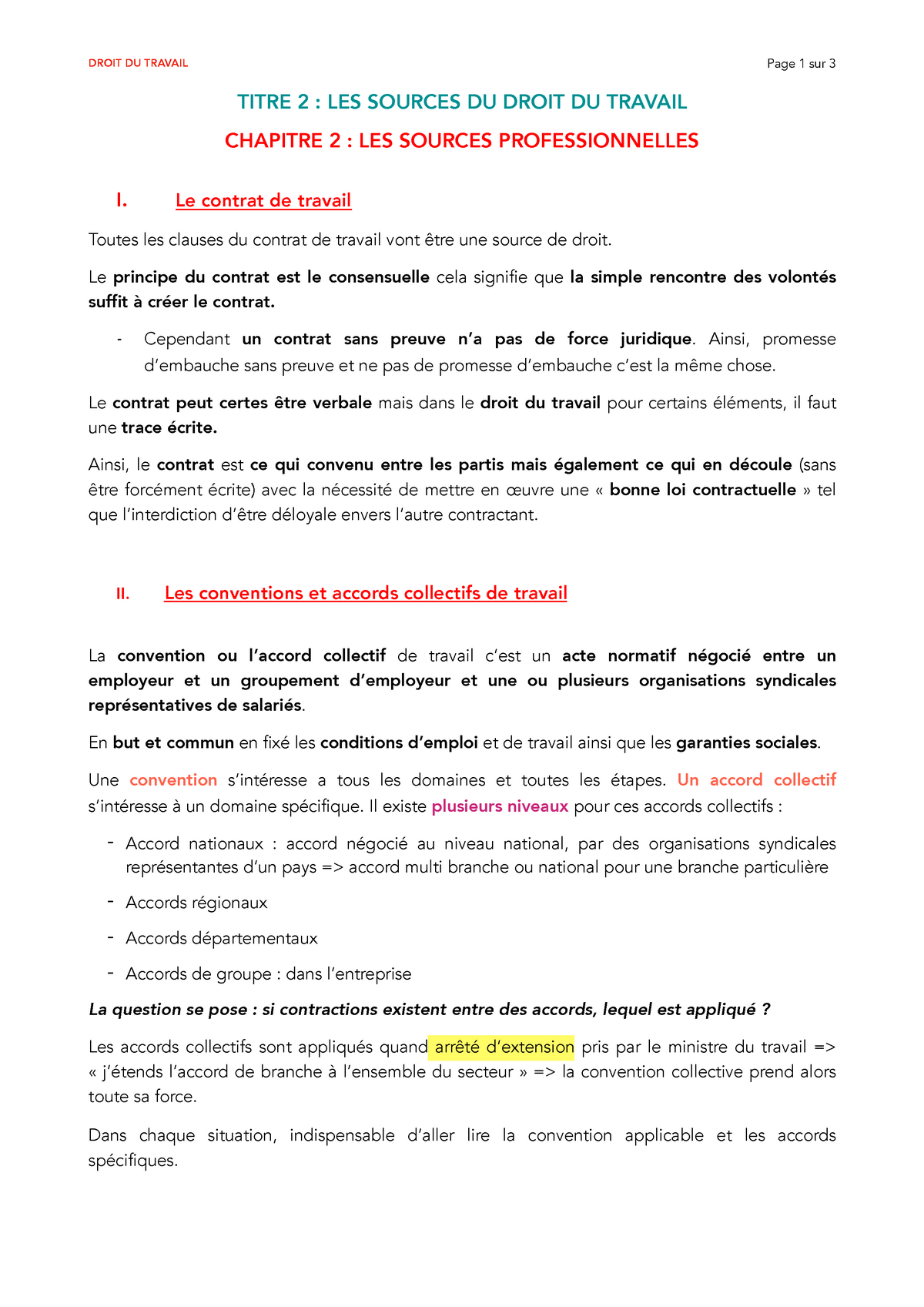 T2 C2 LES Sources Professionnelles - DROIT DU TRAVAIL Page Sur 1 3 ...