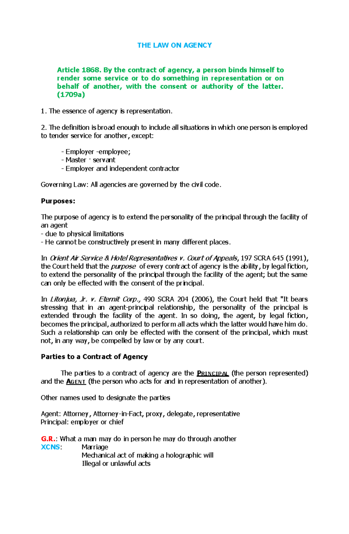 The Law on Agency, its types and modes of extinguishment - THE LAW ON ...