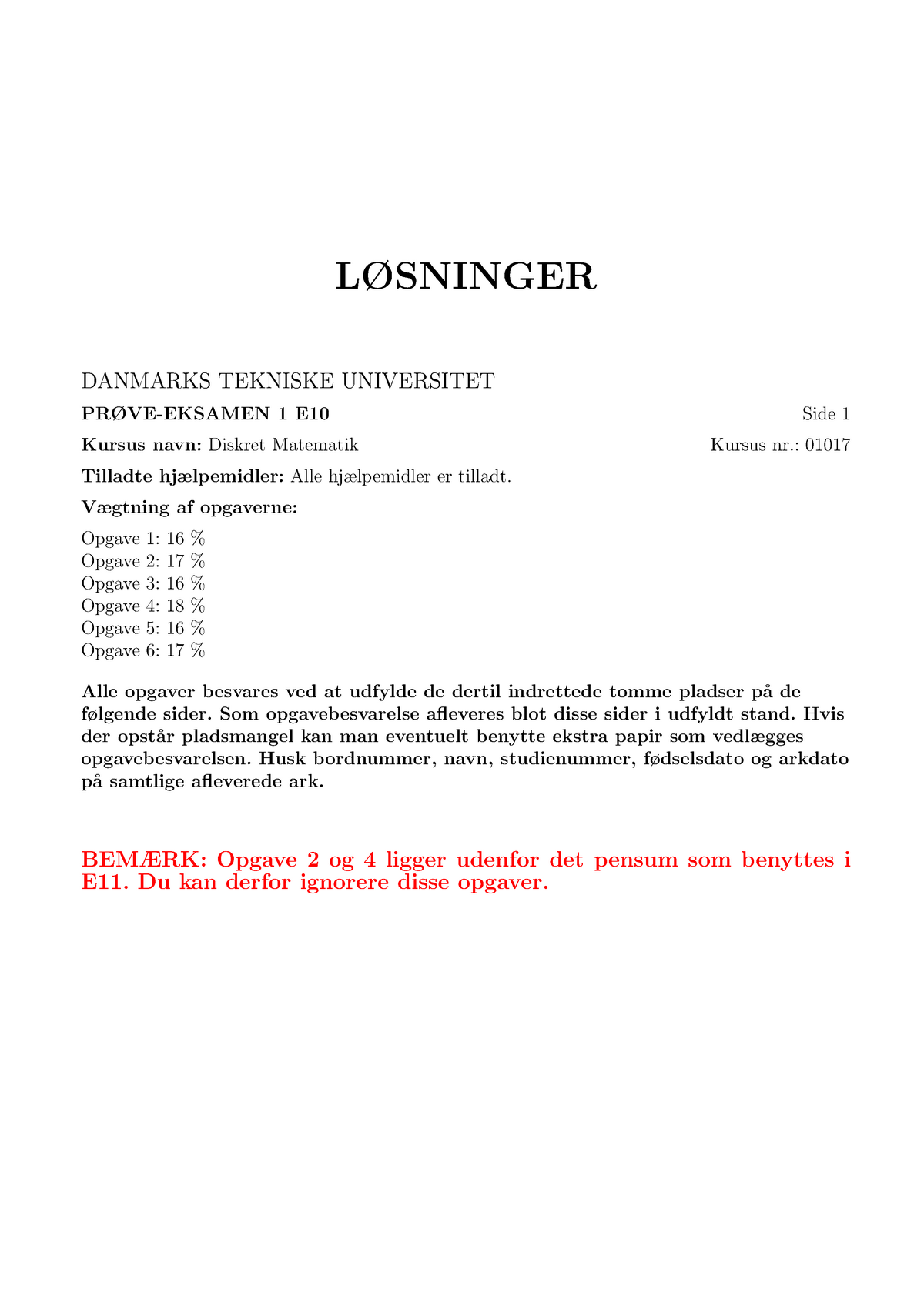 Sample/practice Exam 7 May 2010, Questions And Answers - LØSNINGER ...