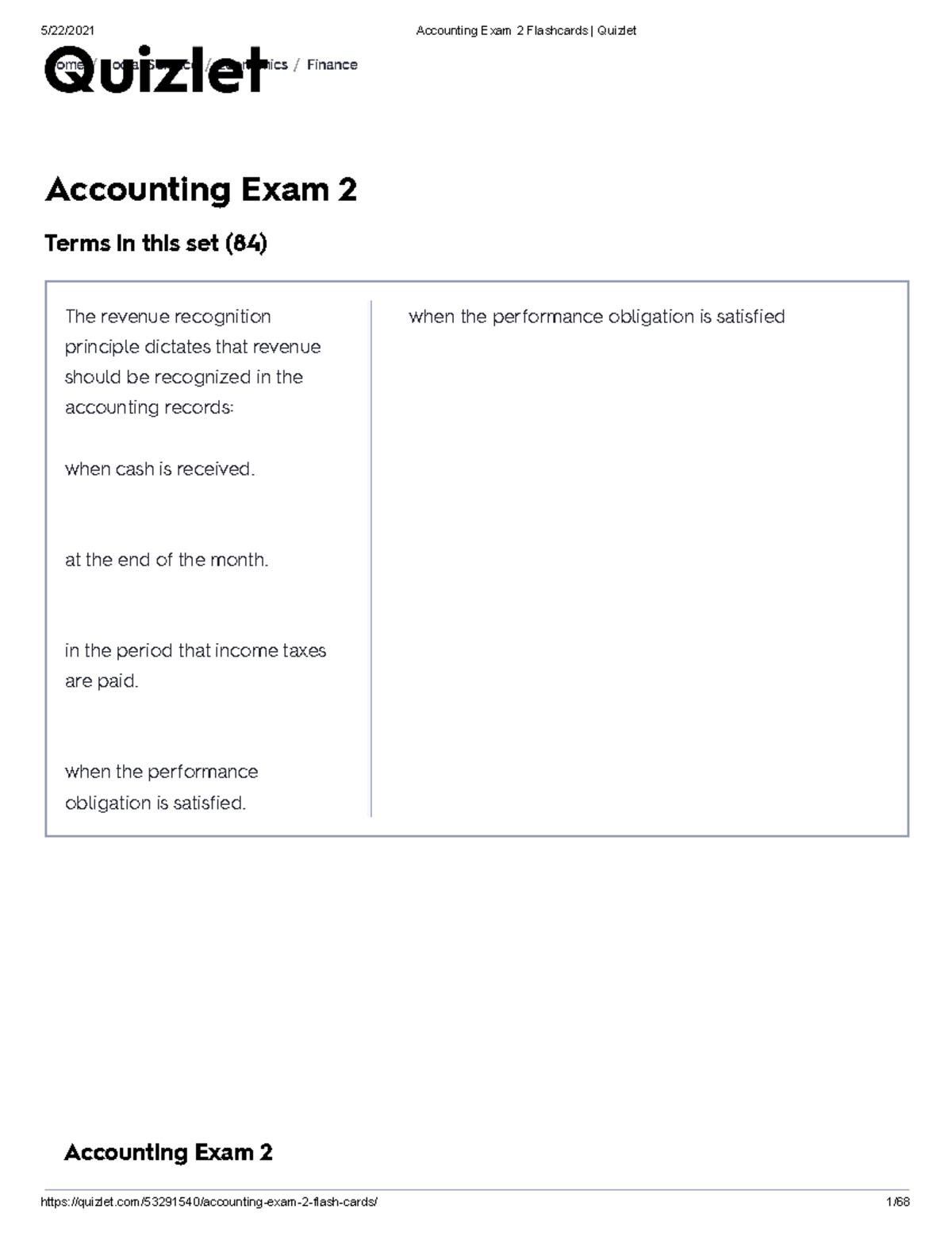 Accounting Exam 2 Flashcards Quizlet - Accounting Exam 2 Home/Social ...