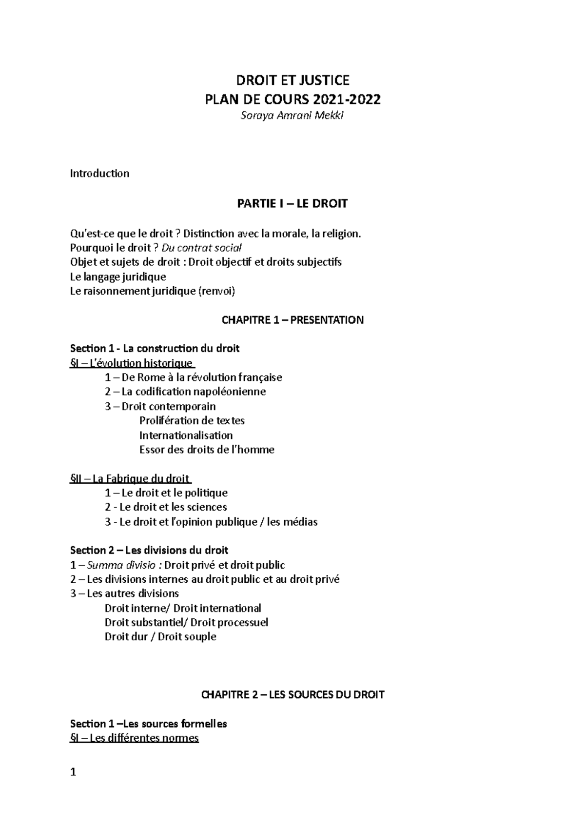 cours Droit et Justice plan de cours - DROIT ET JUSTICE PLAN DE COURS ...