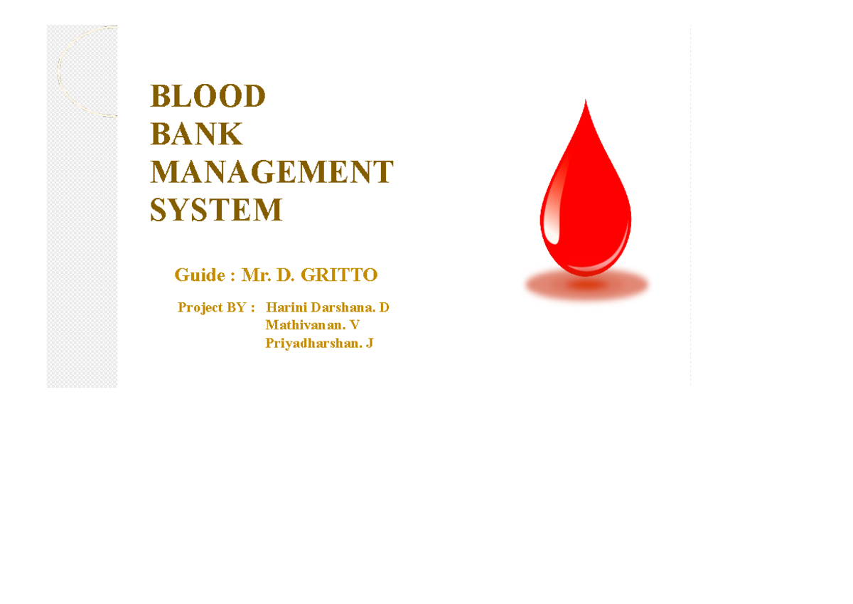 Blood Bank Management System - BLOOD BANK MANAGEMENT SYSTEM ...