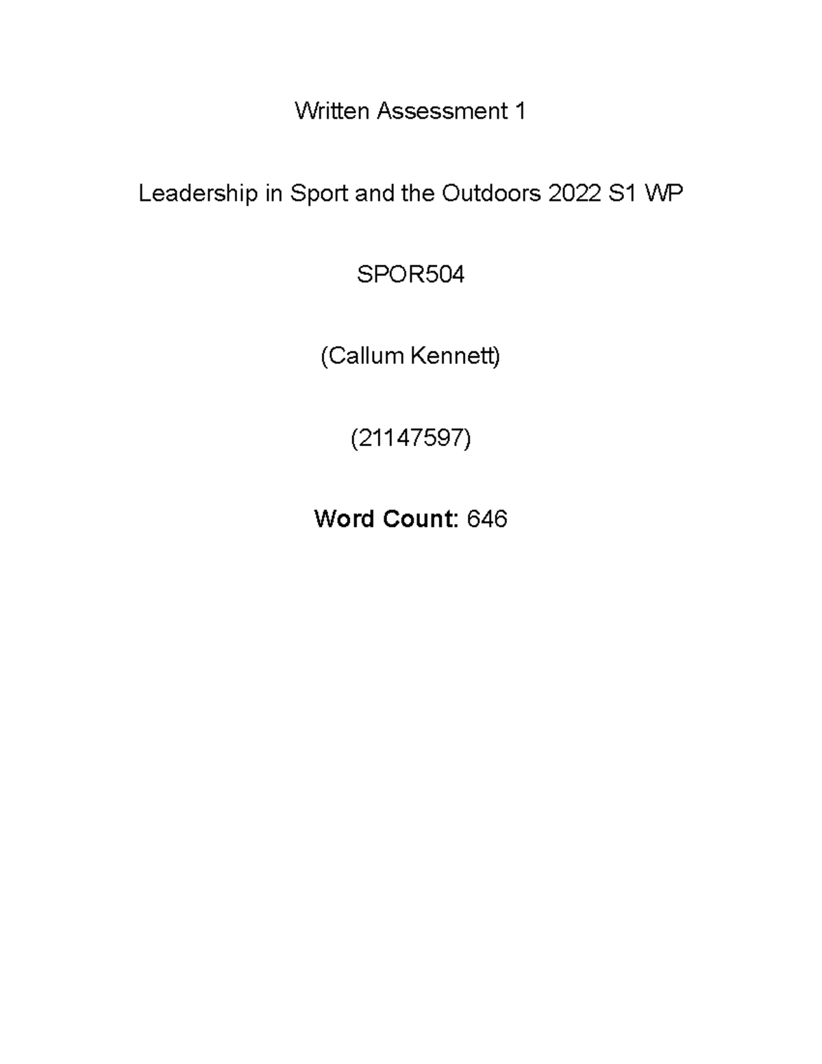 sports leadership assignment