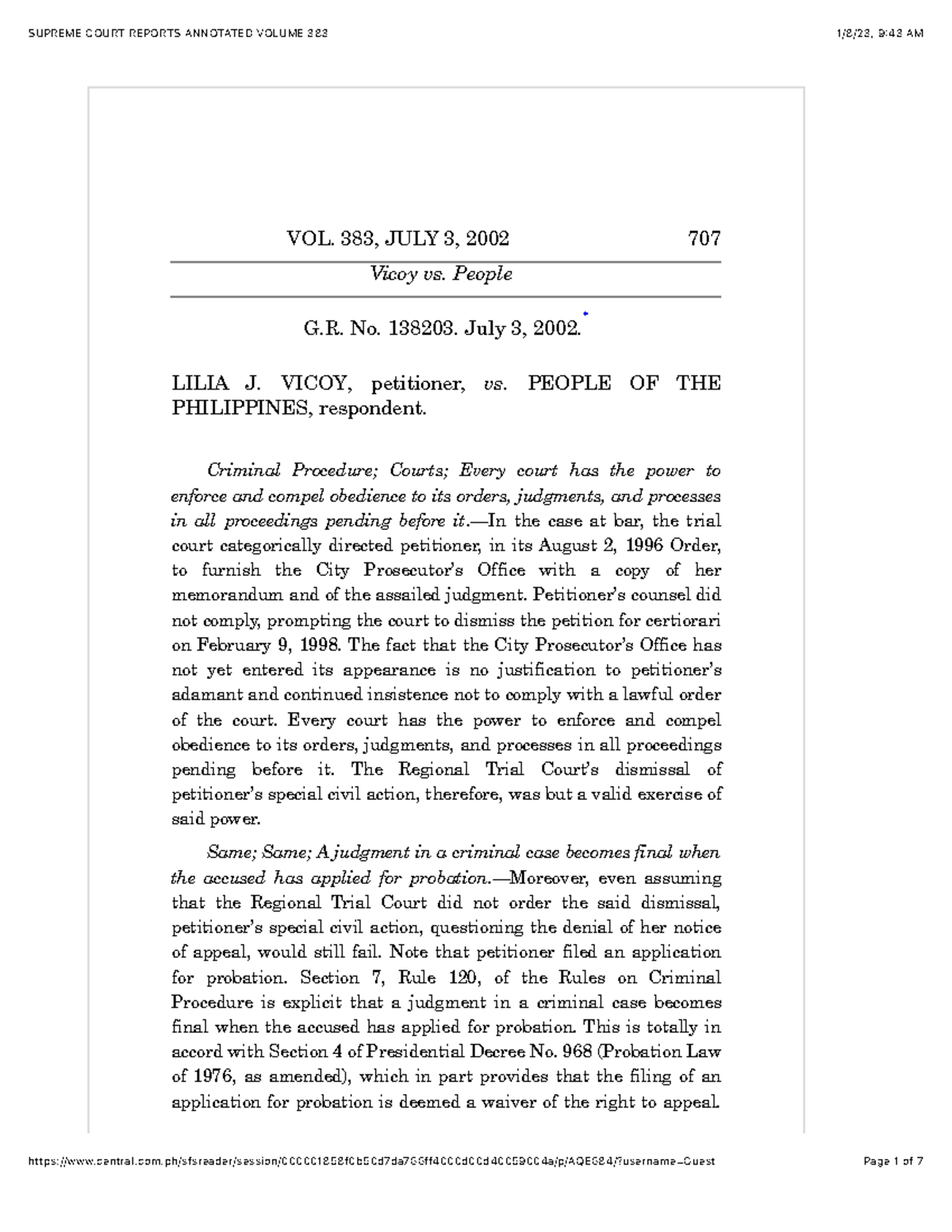 04. Vicoy v. People - Test - VOL. 383, JULY 3, 2002 707 Vicoy vs ...