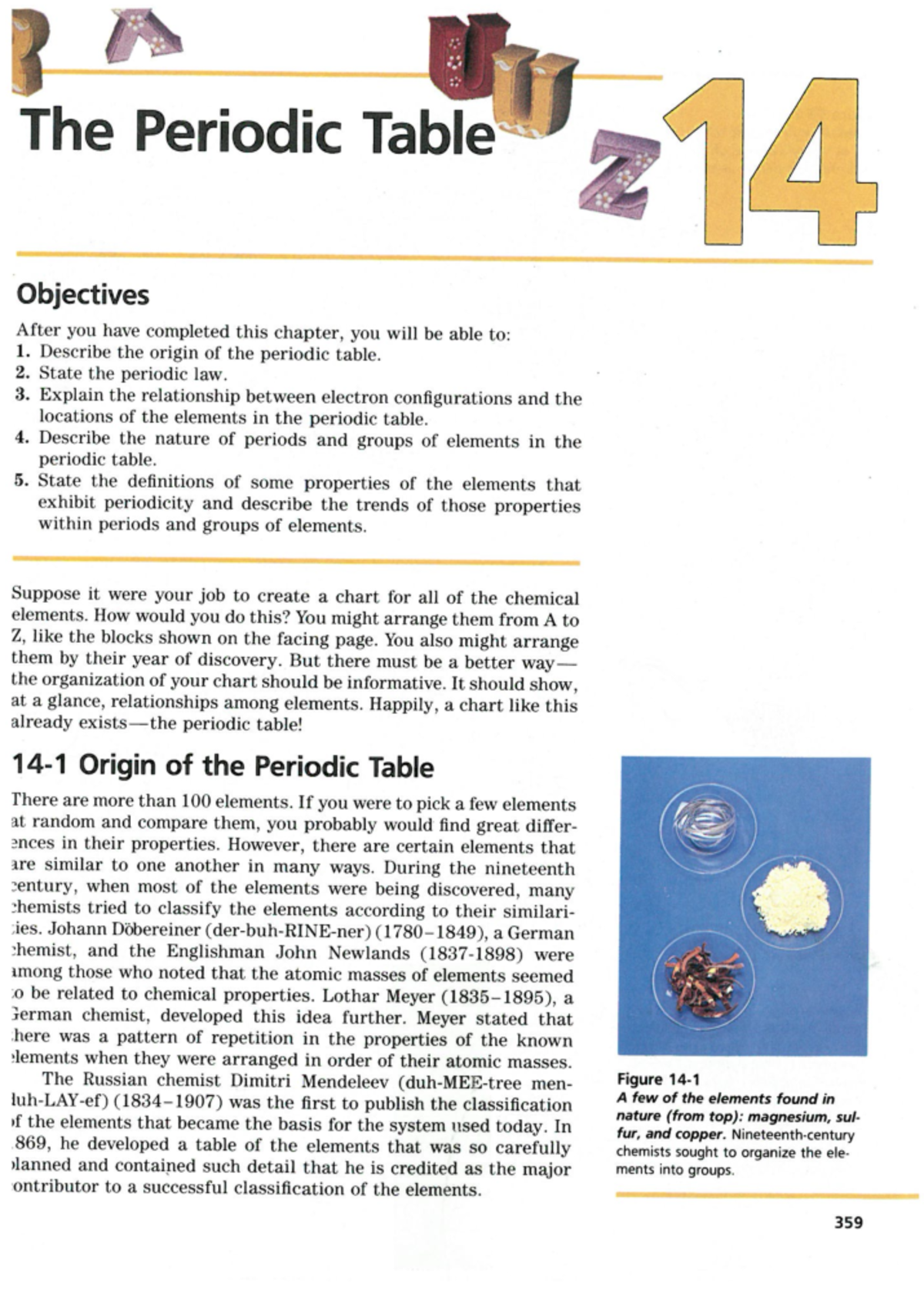 Chapter 14 - wsejkhdfrvcg - The Periodic Table Objectives After you ...
