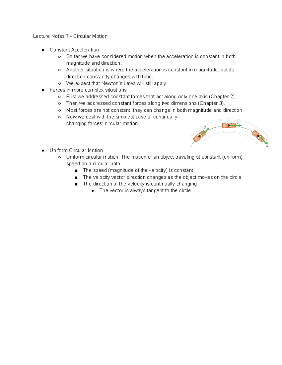 Lecture Notes 7 - Another situation is where the acceleration is ...