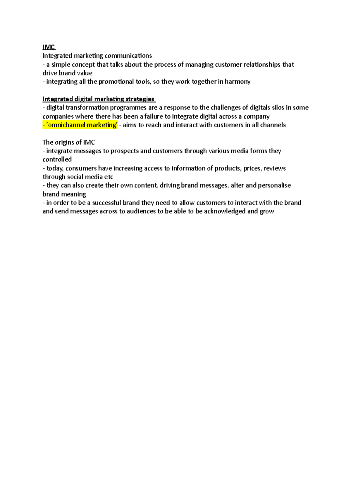 Lecture 10 - good notes - IMC Integrated marketing communications a ...