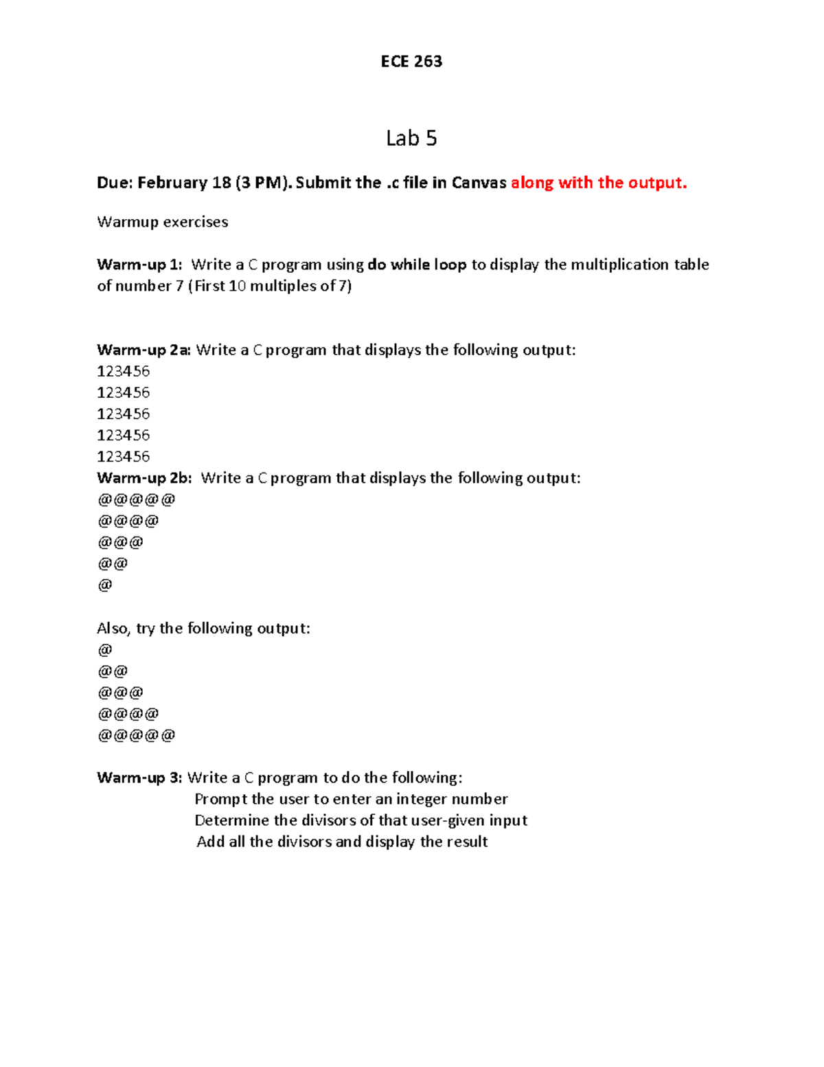 Lab5 - All in class lab - Professor Valli Sanghami Shankar Kumar - ECE ...
