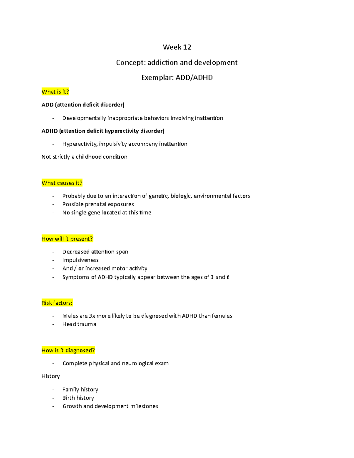 Lecture notes Week 12 - Week 12 Concept: addiction and development ...