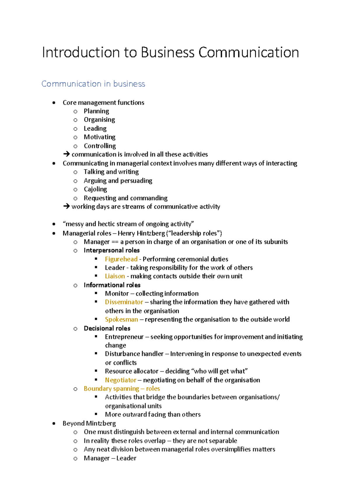 IBC Summary - Introduction To Business Communication - Introduction To ...