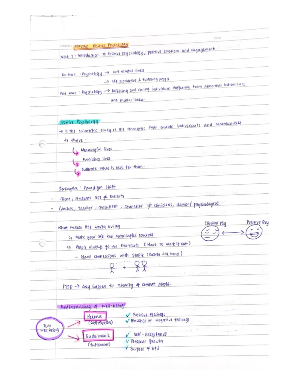 Week 2 to Week 4 Notes - Positive Psychology - Studocu