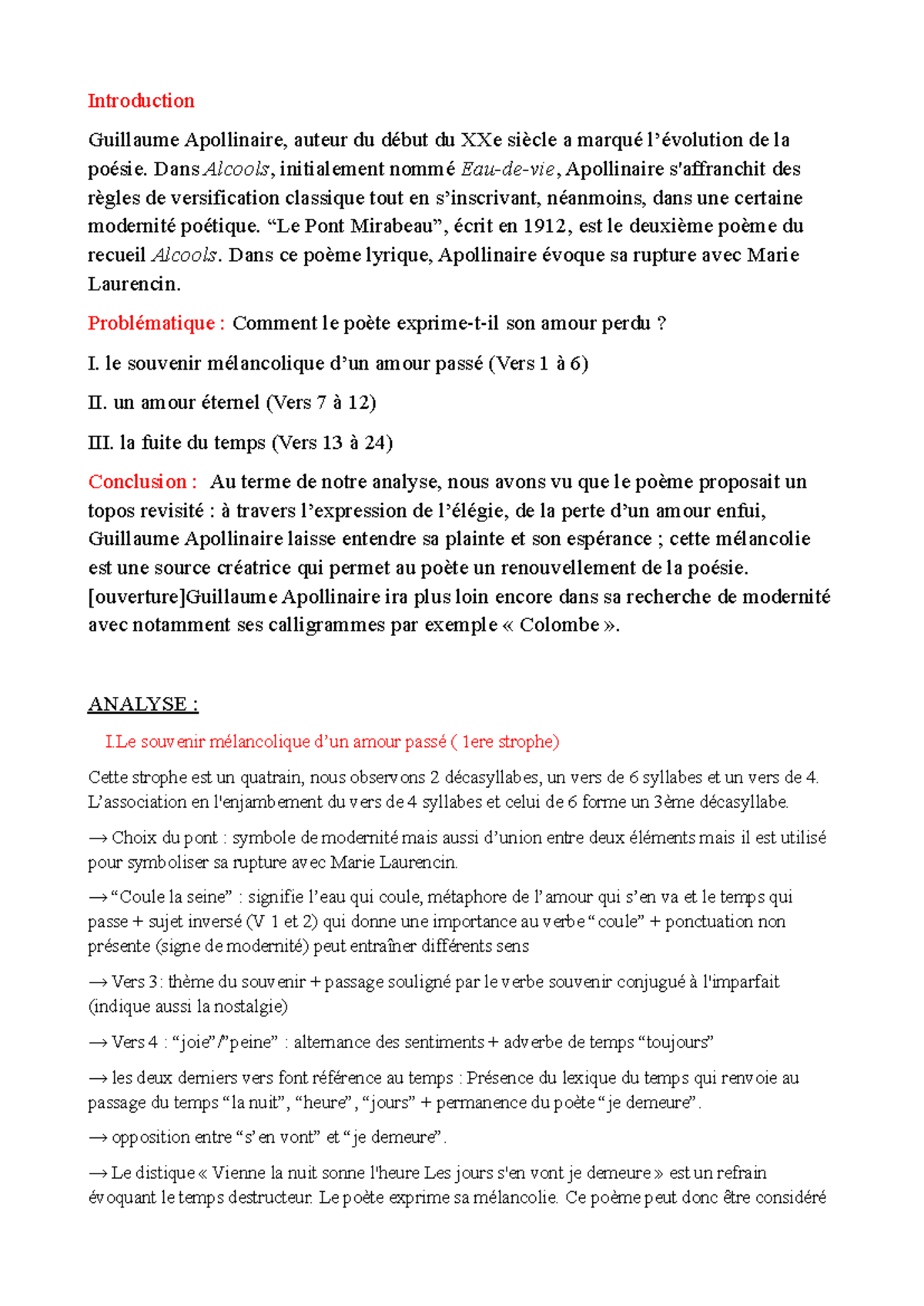 Pont mirabeau Apollinaire Introduction Guillaume Apollinaire, auteur