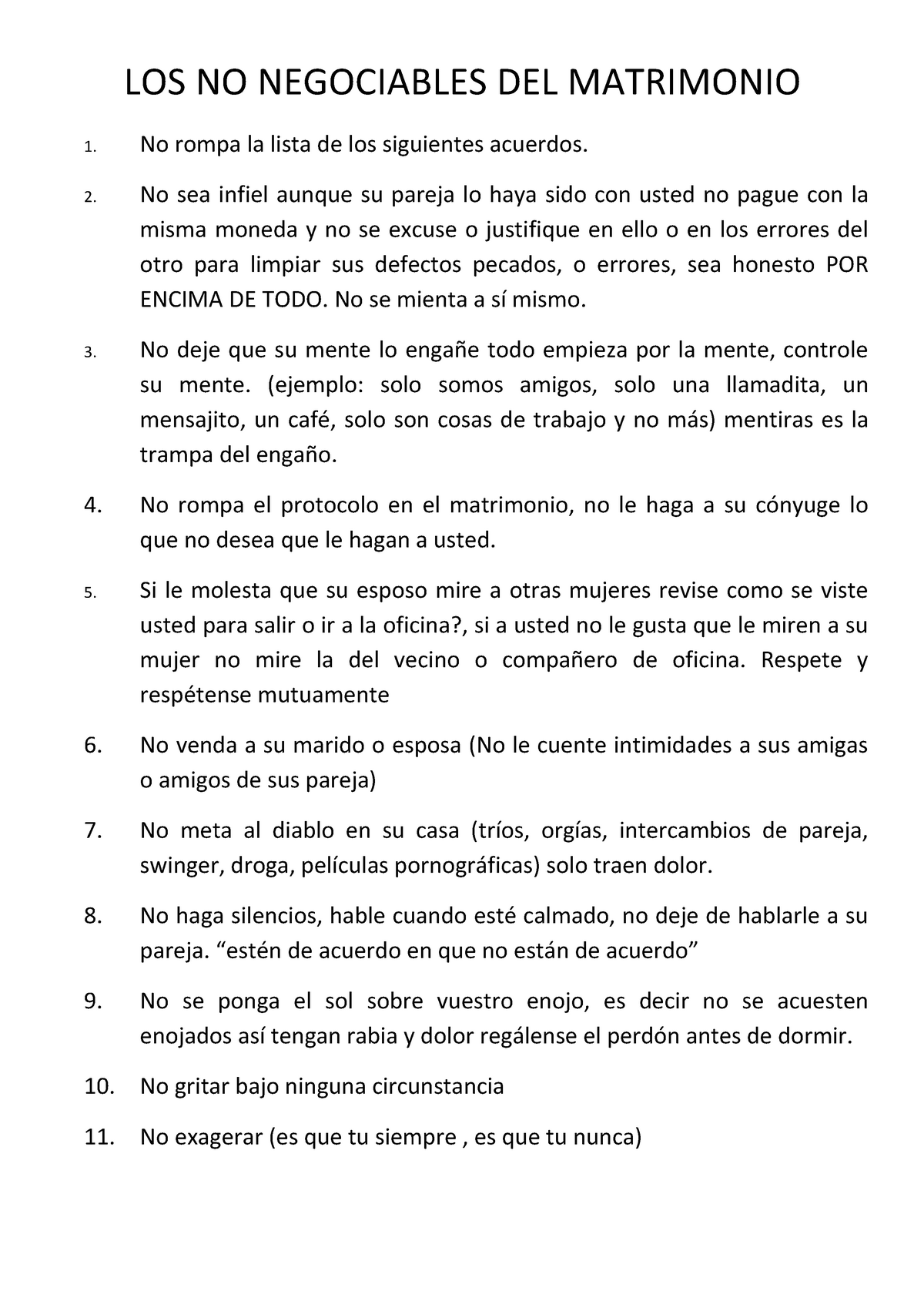 Los No Negociables Del Matrimonio Los No Negociables Del Matrimonio No Rompa La Lista De Los 2321