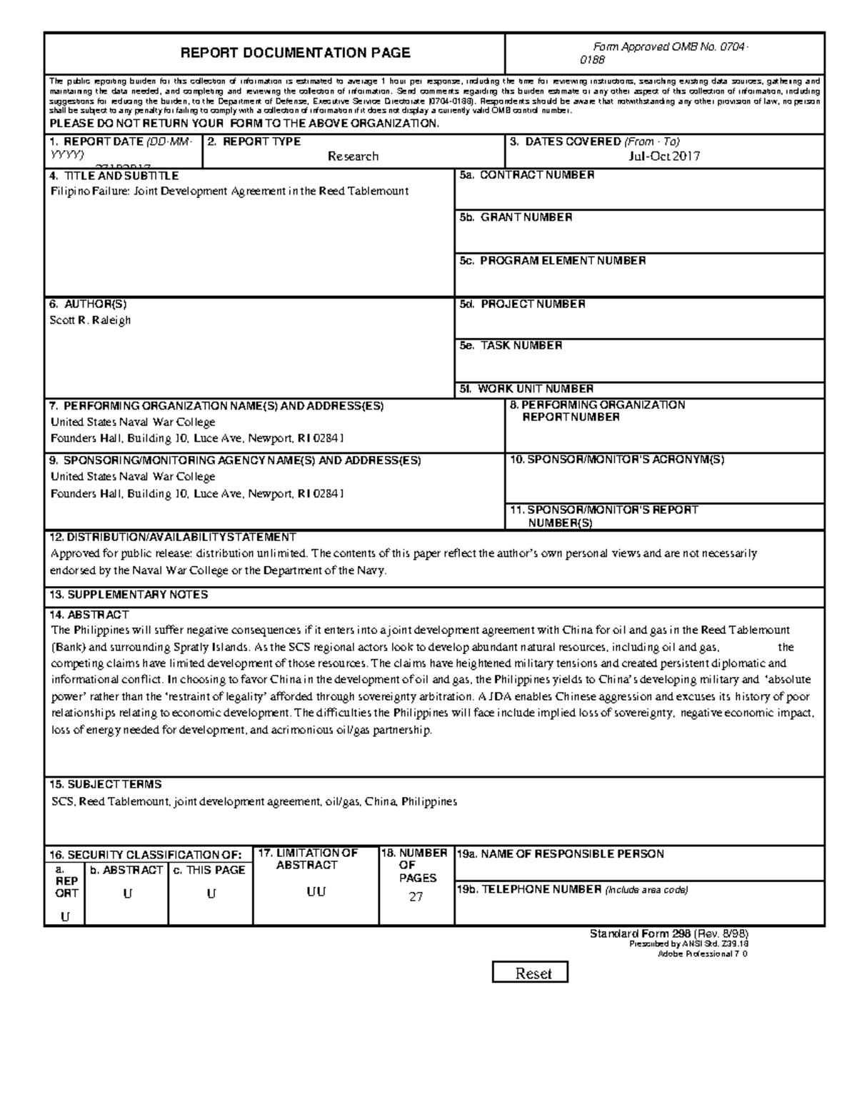 1. Reed Bank - Article about the Reed bank - Standard Form 298 ...