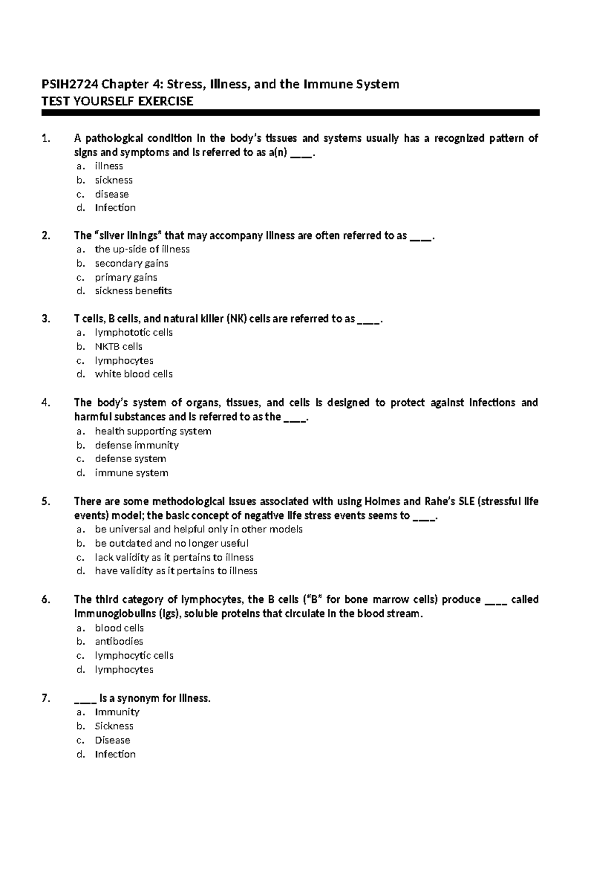 PSIH 2724 Chapter 4 Test Yourself Exercise 2023 - PSIH2724 Chapter 4 ...