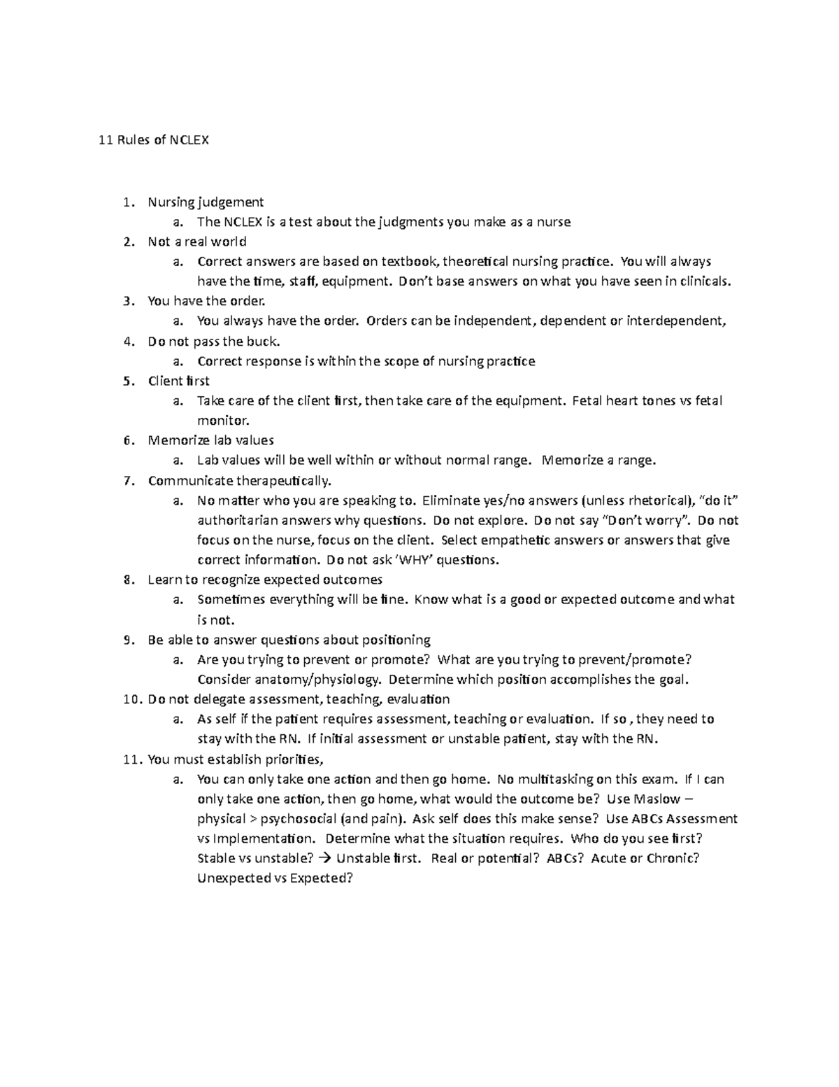 how to: Rules of Nclex style questions - 11 Rules of NCLEX Nursing ...