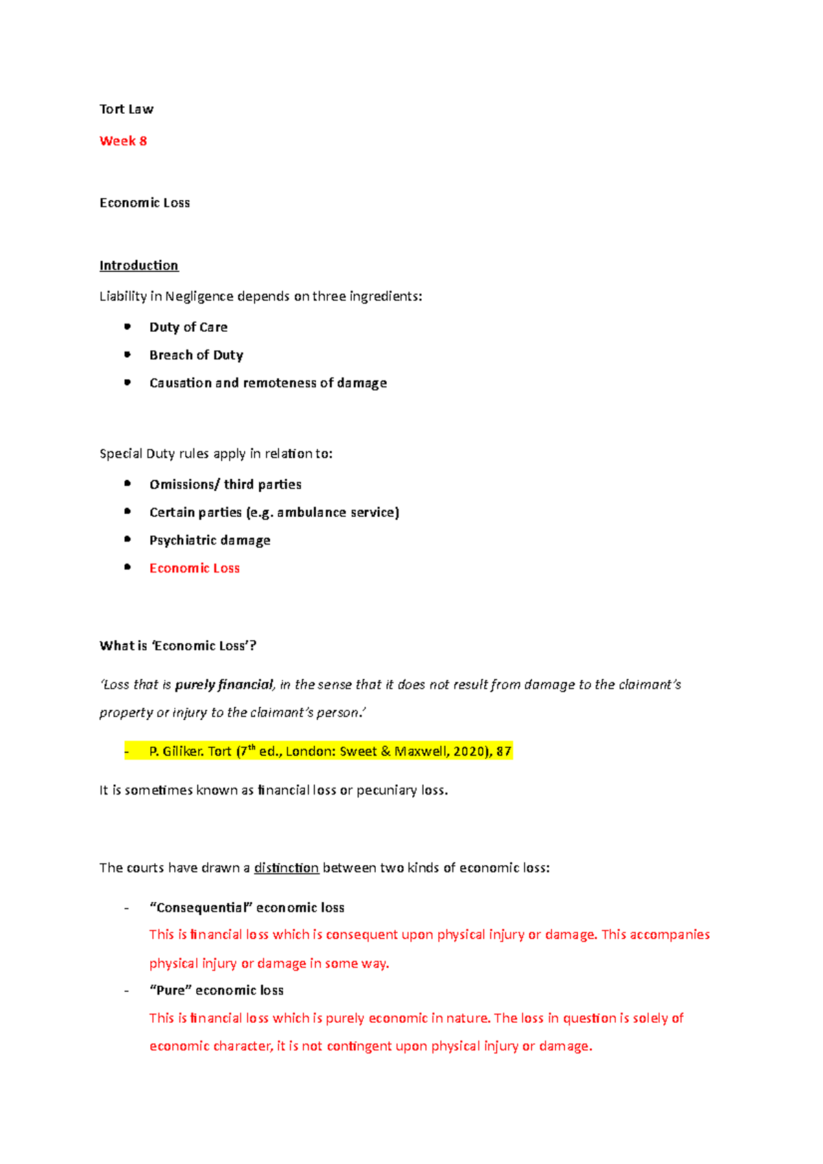 economic-loss-law-of-tort-tort-law-week-8-economic-loss