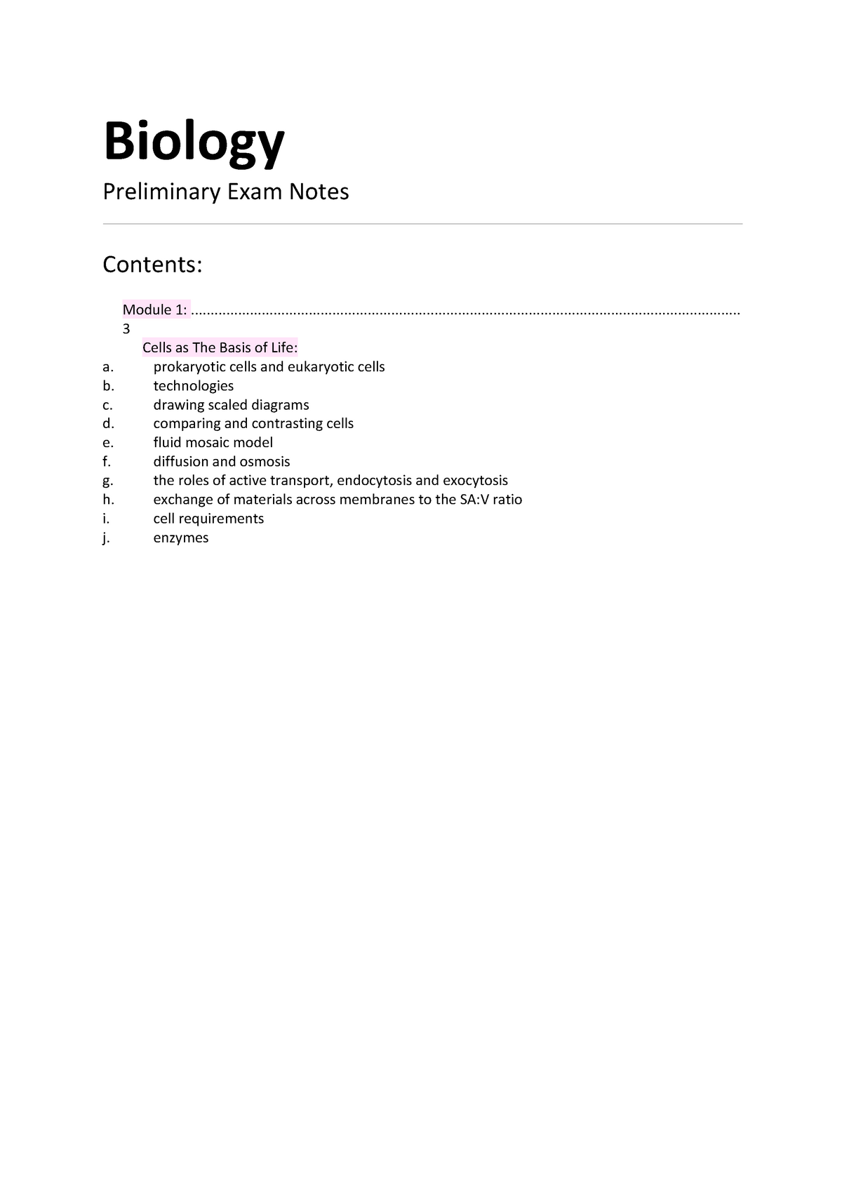 Biology Cells Are The Basis Of Life Table Notes Biology Preliminary 