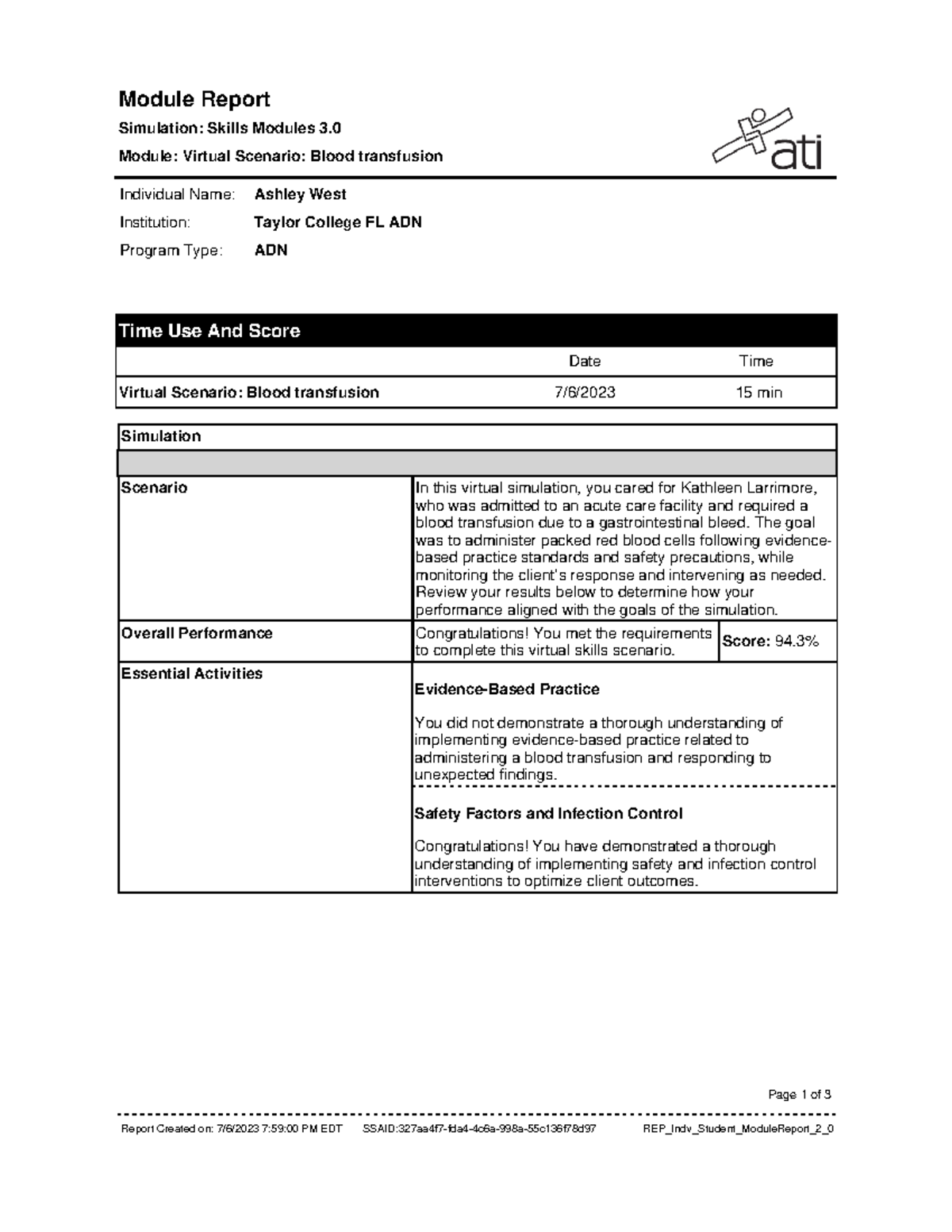 Report focused review Module Report Simulation Skills Modules 3