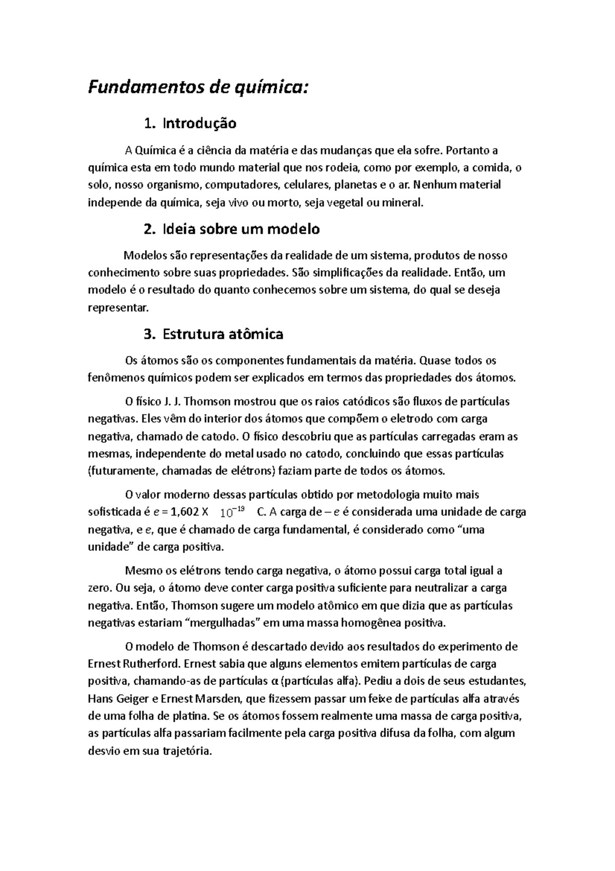 Fundamentos de química - Introdução A Química é a ciência da matéria e ...