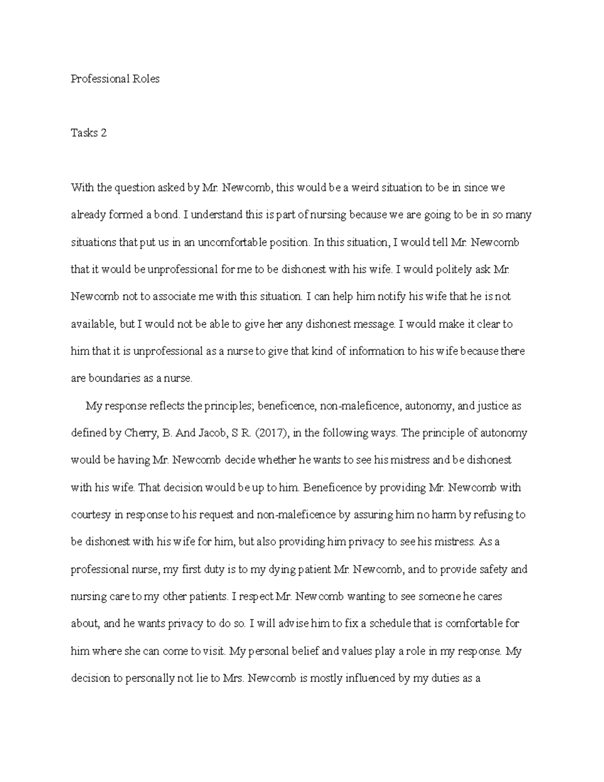 Professional Roles tasks 2 - Professional Roles Tasks 2 With the ...