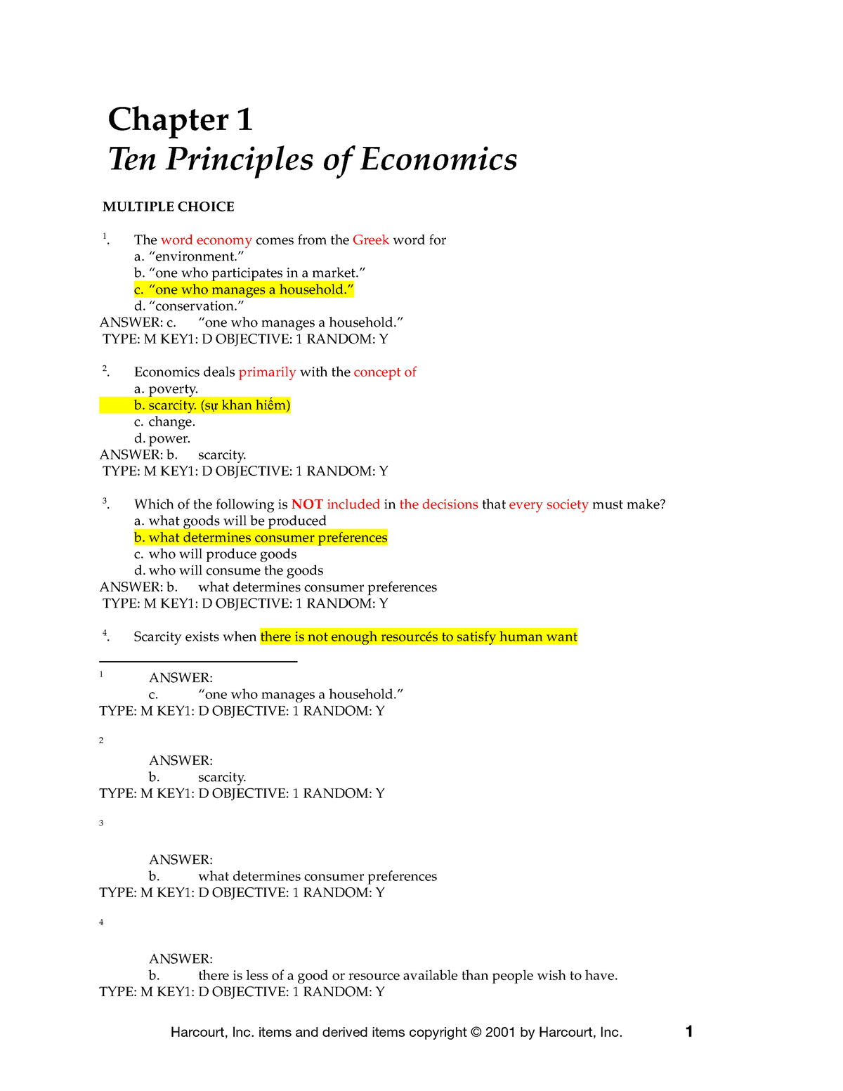 Chap01 - Chap 1 - Chapter 1 Ten Principles Of Economics MULTIPLE CHOICE ...