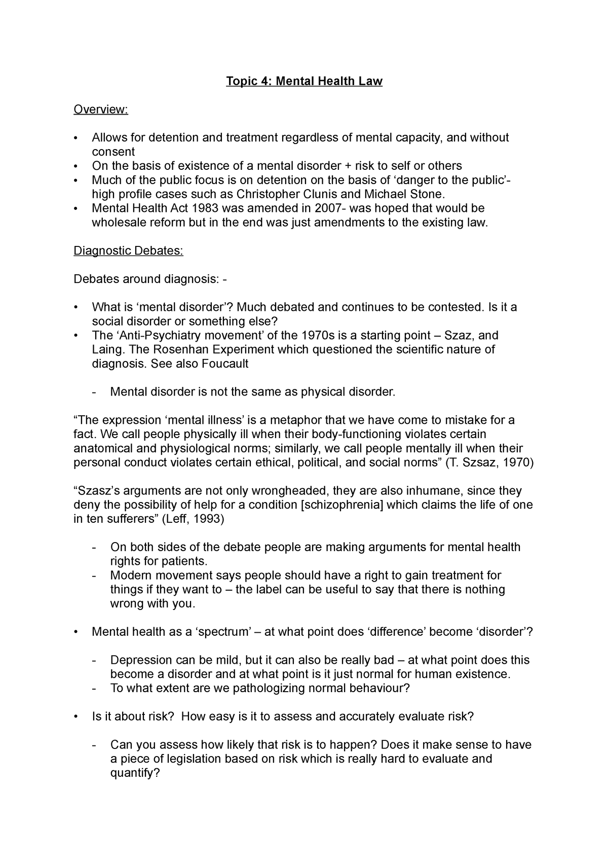 mental health law research topics