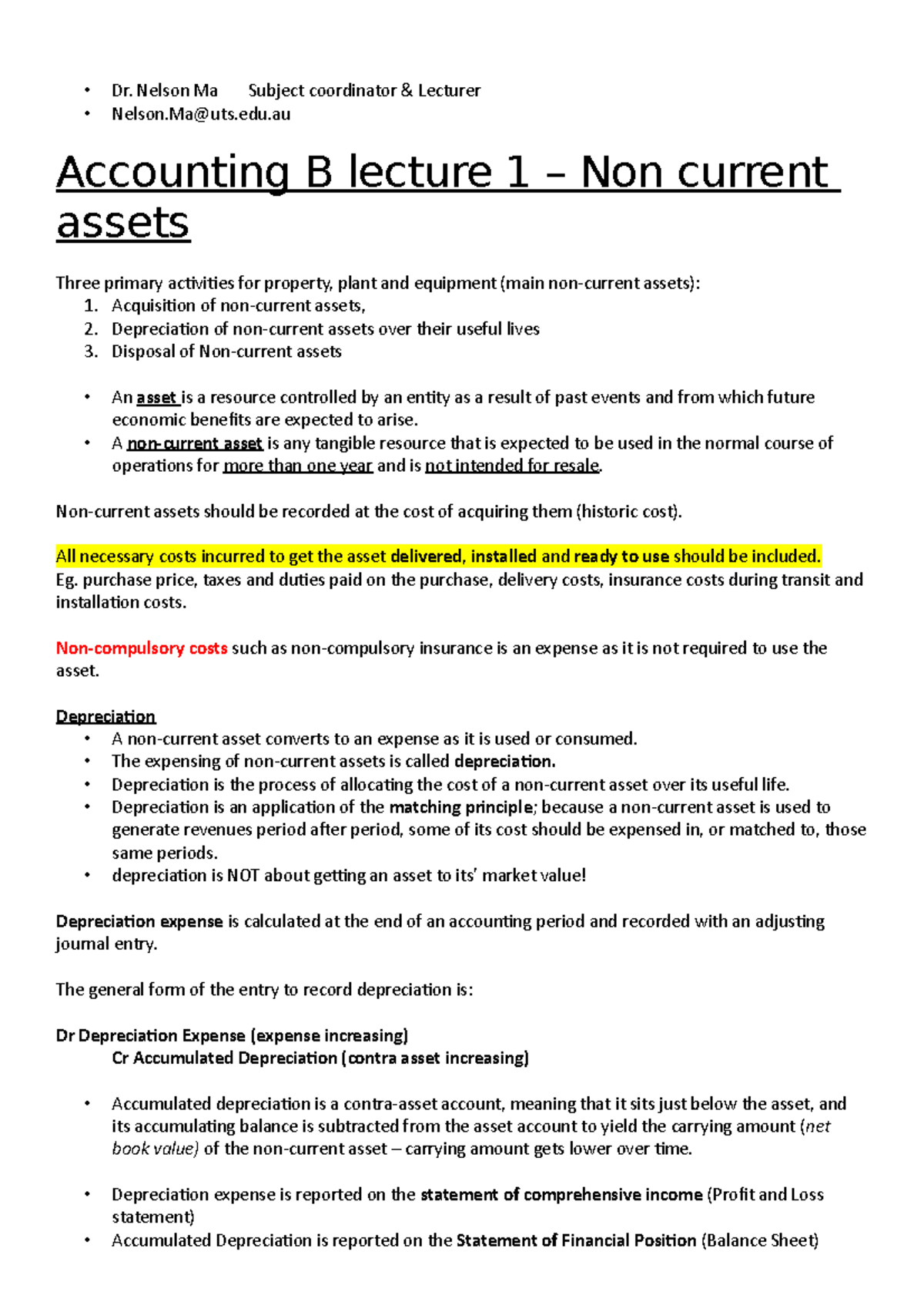 Accounting B lectures - Lecture notes 1-12 - Dr. Nelson Ma Subject ...
