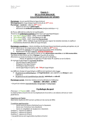 Ensemble Des Cours Licence 1 Psychologie - Fiche Révision - Psychologie ...