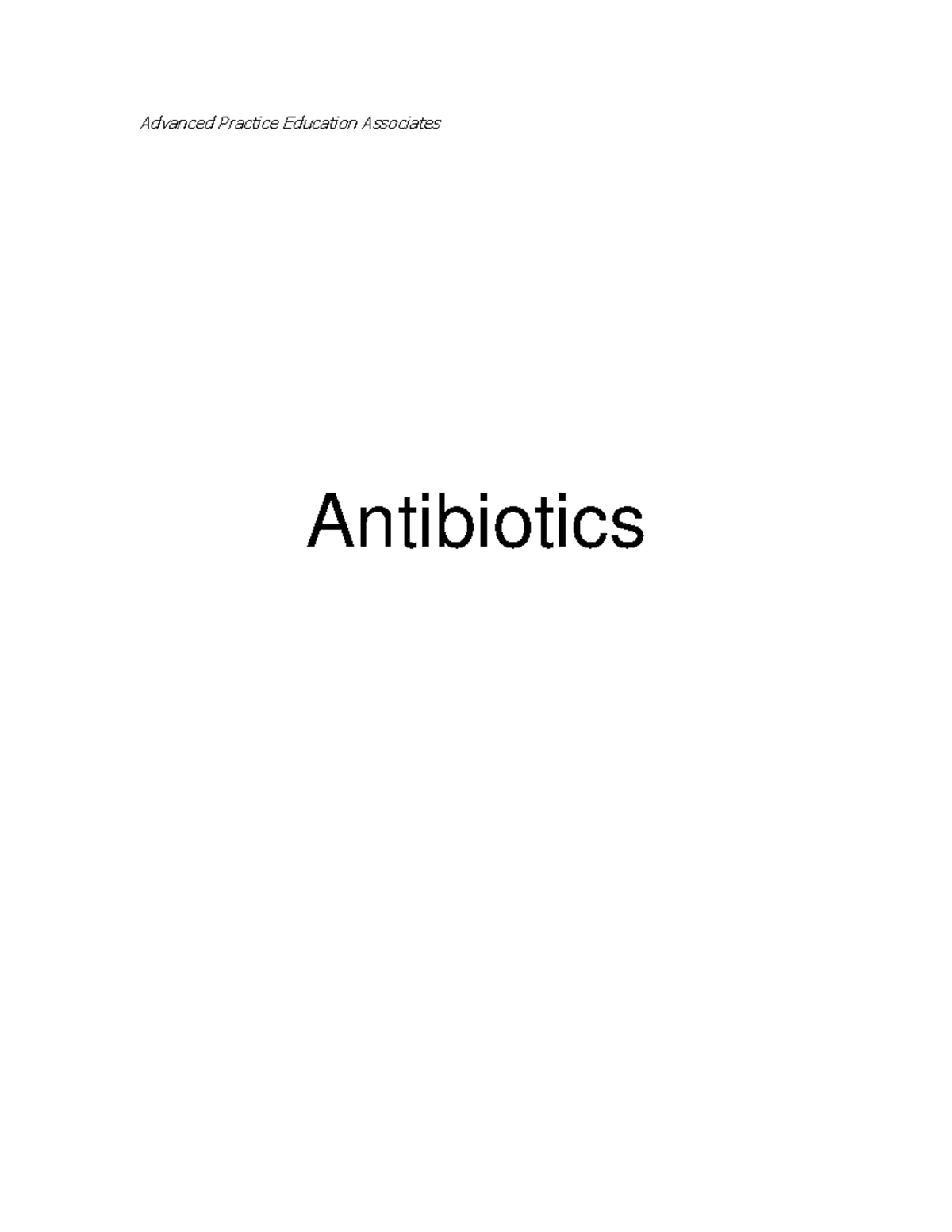 Antibiotics 2020 - Advanced Practice Education Associates Antibiotics ...