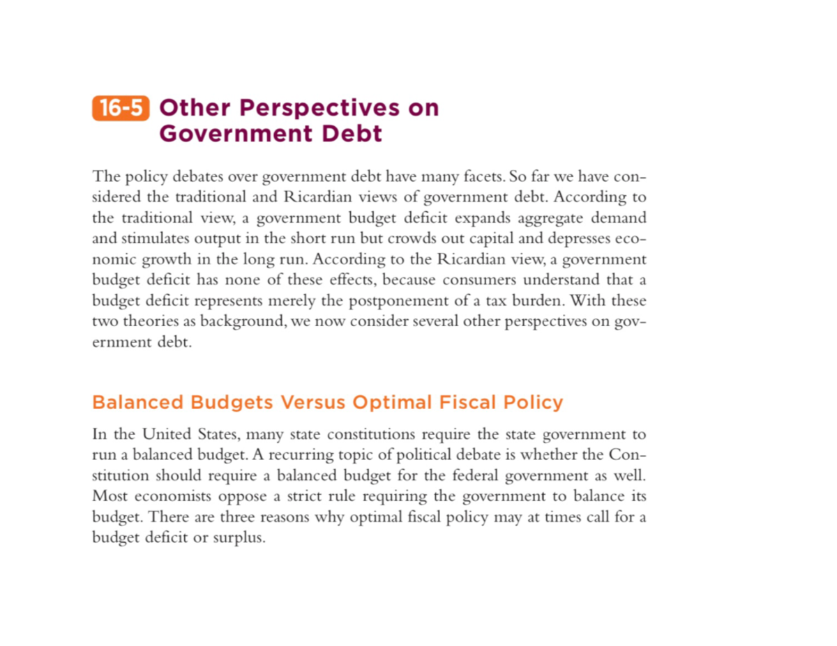 Other Perspectives on Government Debt - MACRO ECONOMICS - Studocu
